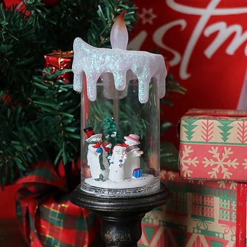 Miniatura 4 de Eldnacele Vela de globo de nieve de Navidad, funciona con pilas, sin llama, velas giratorias de agua con remolinos brillantes para decoración del