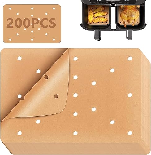 Forros de papel desechables para freidora de aire, papel de hornear desechable, para microondas, grado alimenticio, papel desechable, 200 unidades,