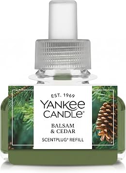 Yankee Candle ScentPlug Refill, Balsam & Cedar Scented Oil, Plug-In Air Freshener for Long-Lasting Home Fragrance with Fresh Forest Aroma, Up to 30 Days, 0.625 FL OZ Pack of 1