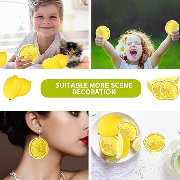 30 Pcs 3-Sizes Artificial Yellow Lemons for Decoration | Lifelike Fake Lemon Decor for WeddingPhotography Prop Party Display Tiered Tray Kitchen Decoration Fake Fruit
