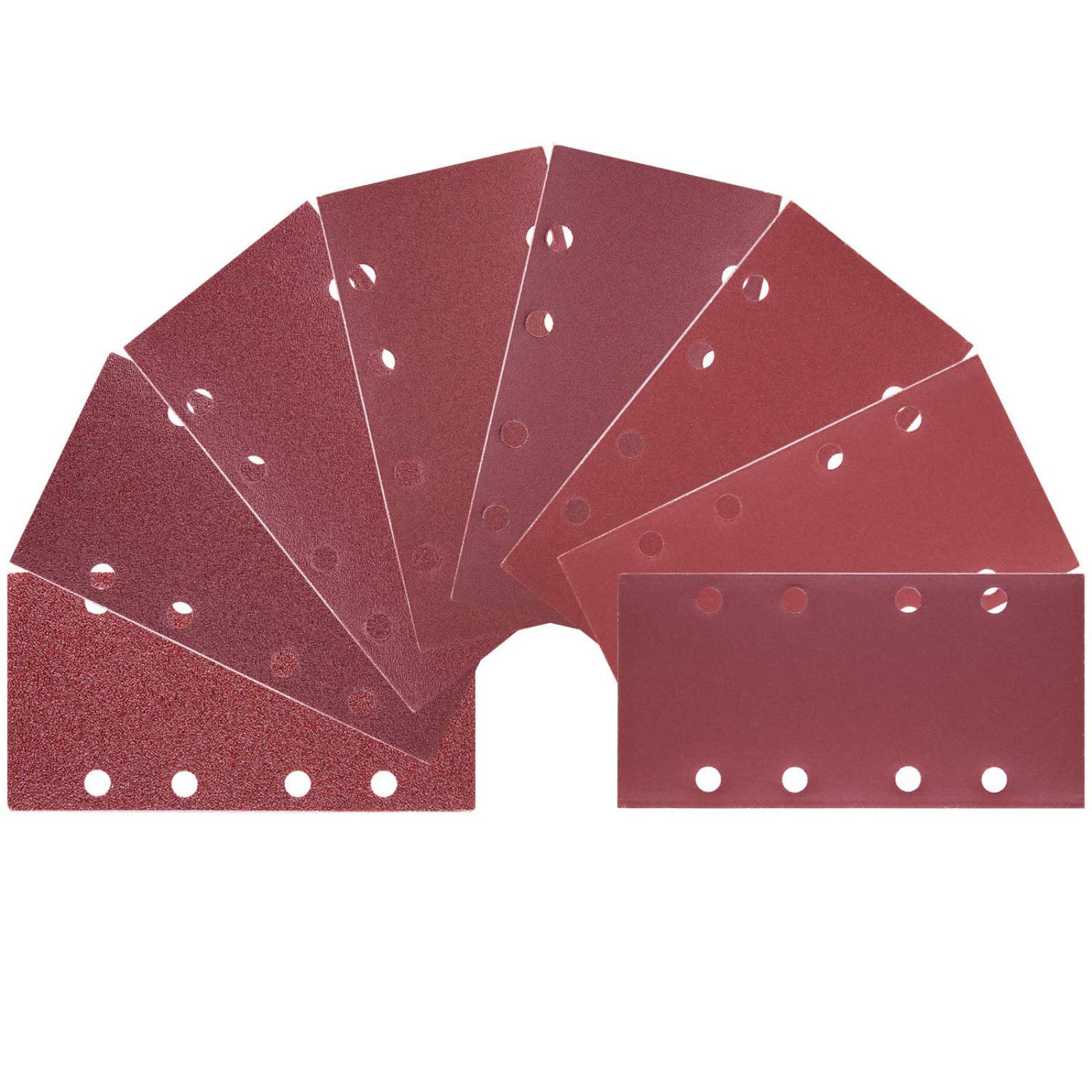 50 Piezas 93 * 185mm Papel De Lija Cuadrado 40-180 Grano Óxido De Aluminio Para Lijadora De Palma Orbital Pulido,80