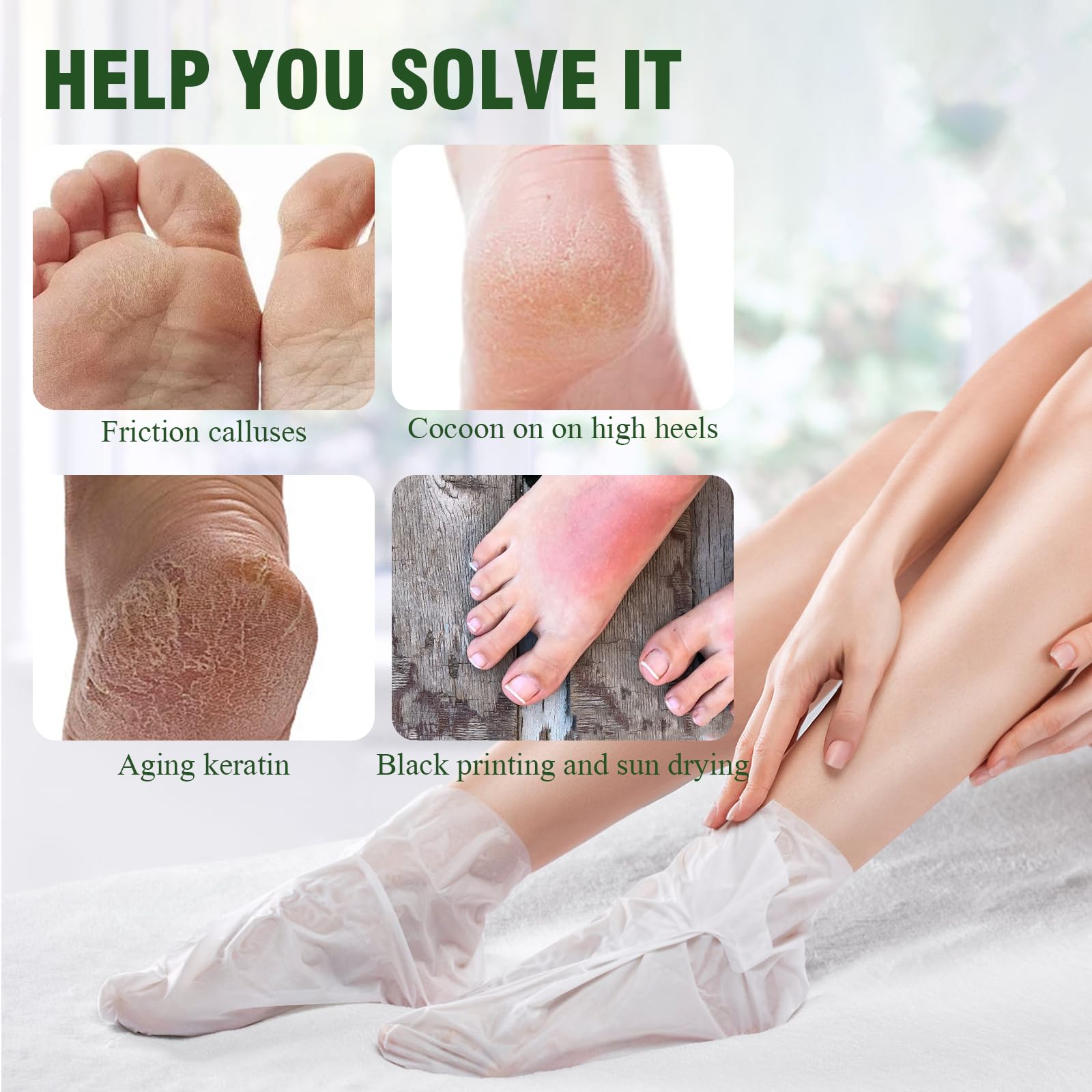 10 works Foot Mask Peel, Foot Peel Mask for Hard Skin Foot Exfoliating Socks - Image 4