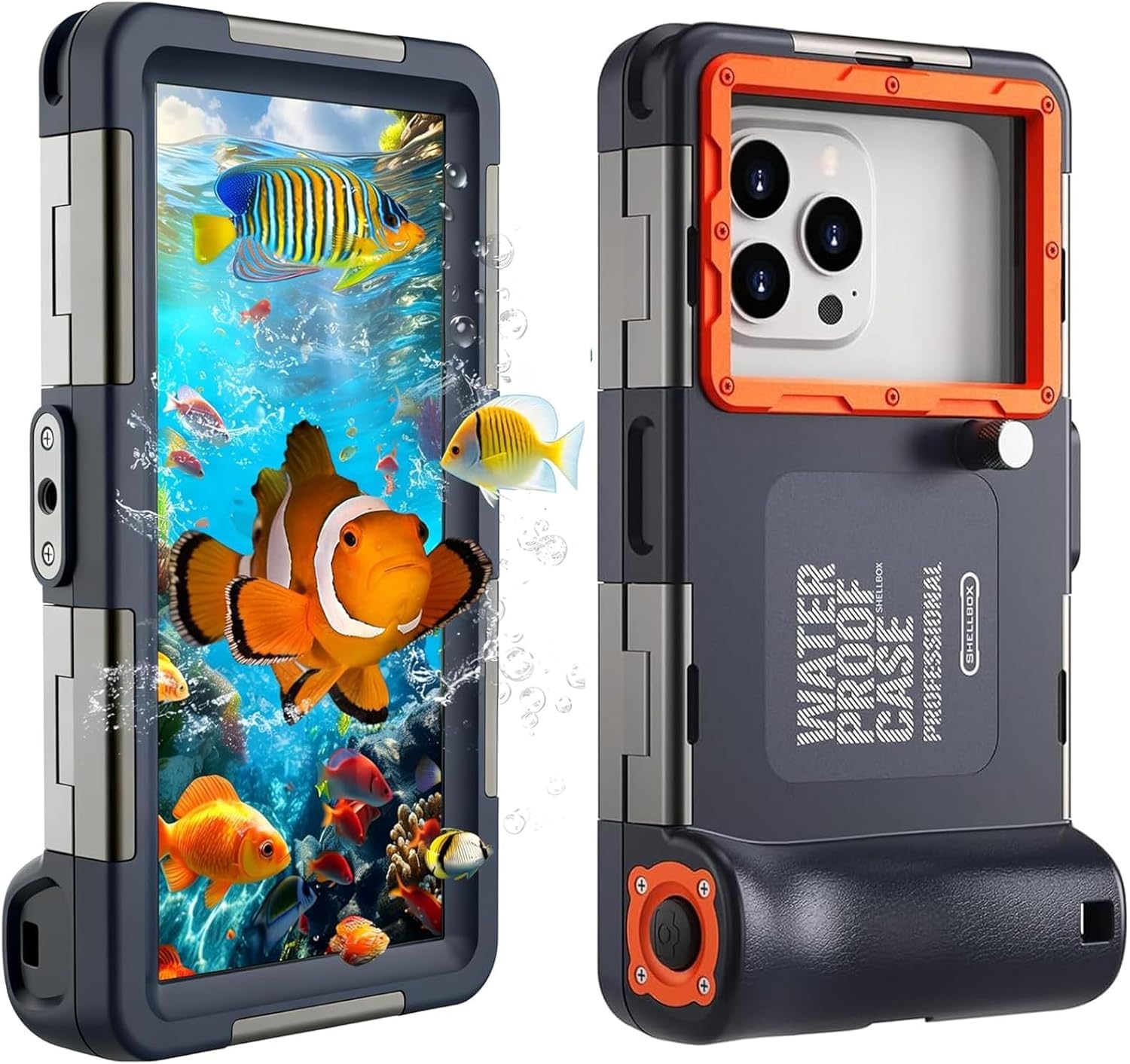 DANZHANG Custodia Impermeabile Subacquea IP68 per Smartphone (Blau+Orange)