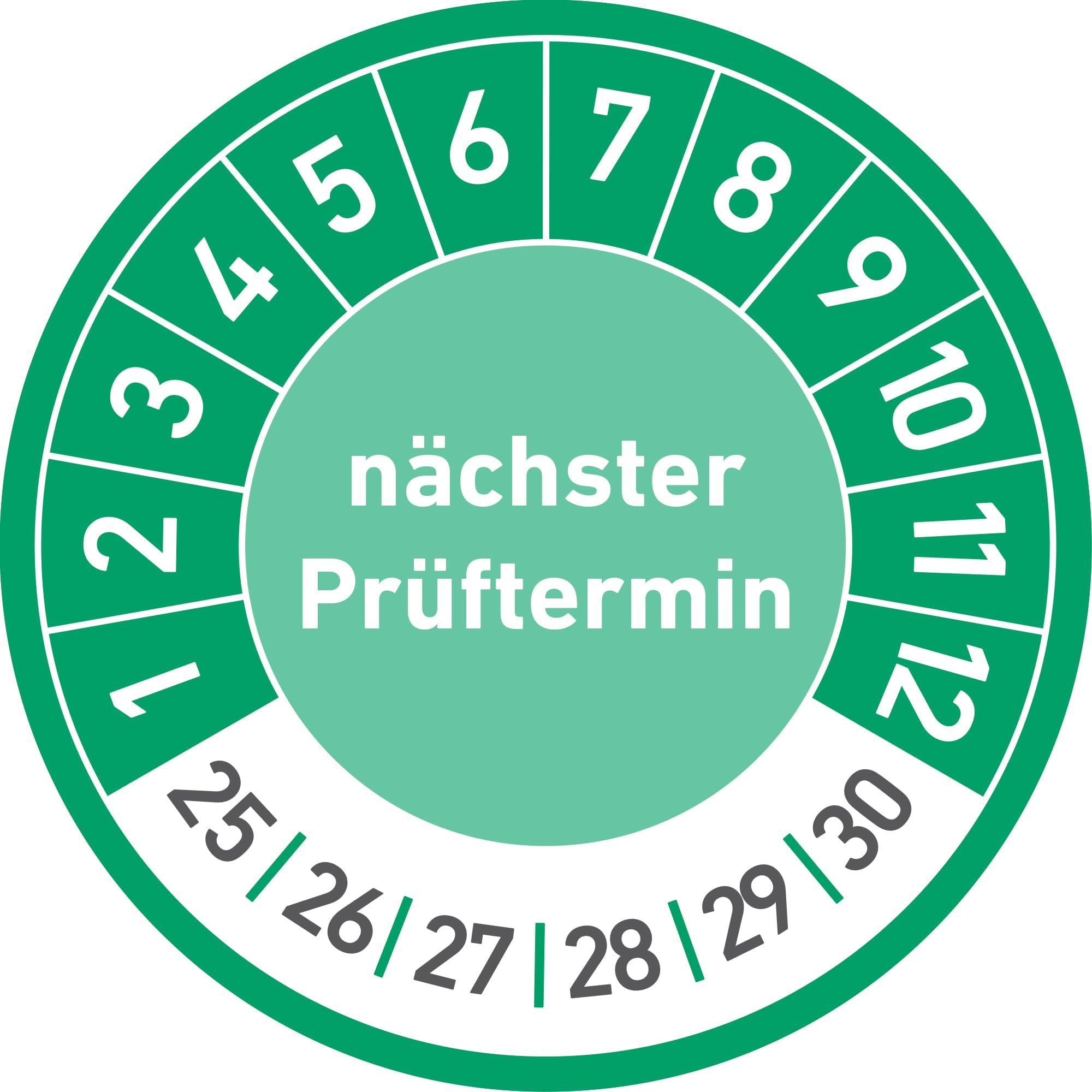 Nächster Prüftermin Prüfplaketten Wartungsplaketten 30mm (5000, grün)