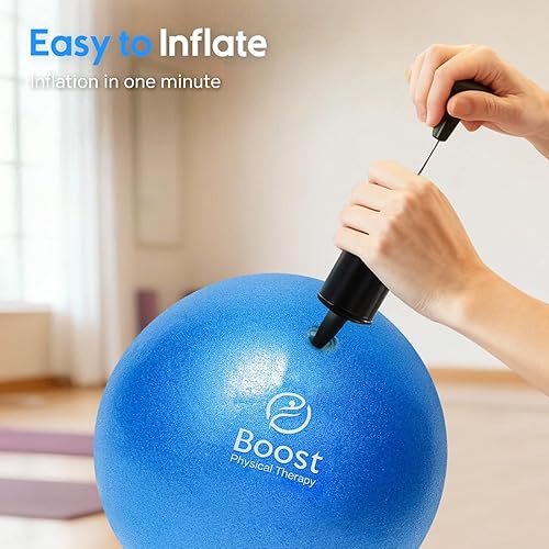 Miniatura 7 de BOOSFIT - Pelota de ejercicio pequeña con bomba, mini pelota de pilates de 9 pulgadas con guía de ejercicios, pequeña pelota de entrenamiento para