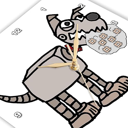 Miniatura 3 de 3dRose Wall Clock Silent - 10 inch - Cute Funny Robot Dog Eating Semiconductor chip Cookie Satire - Funny