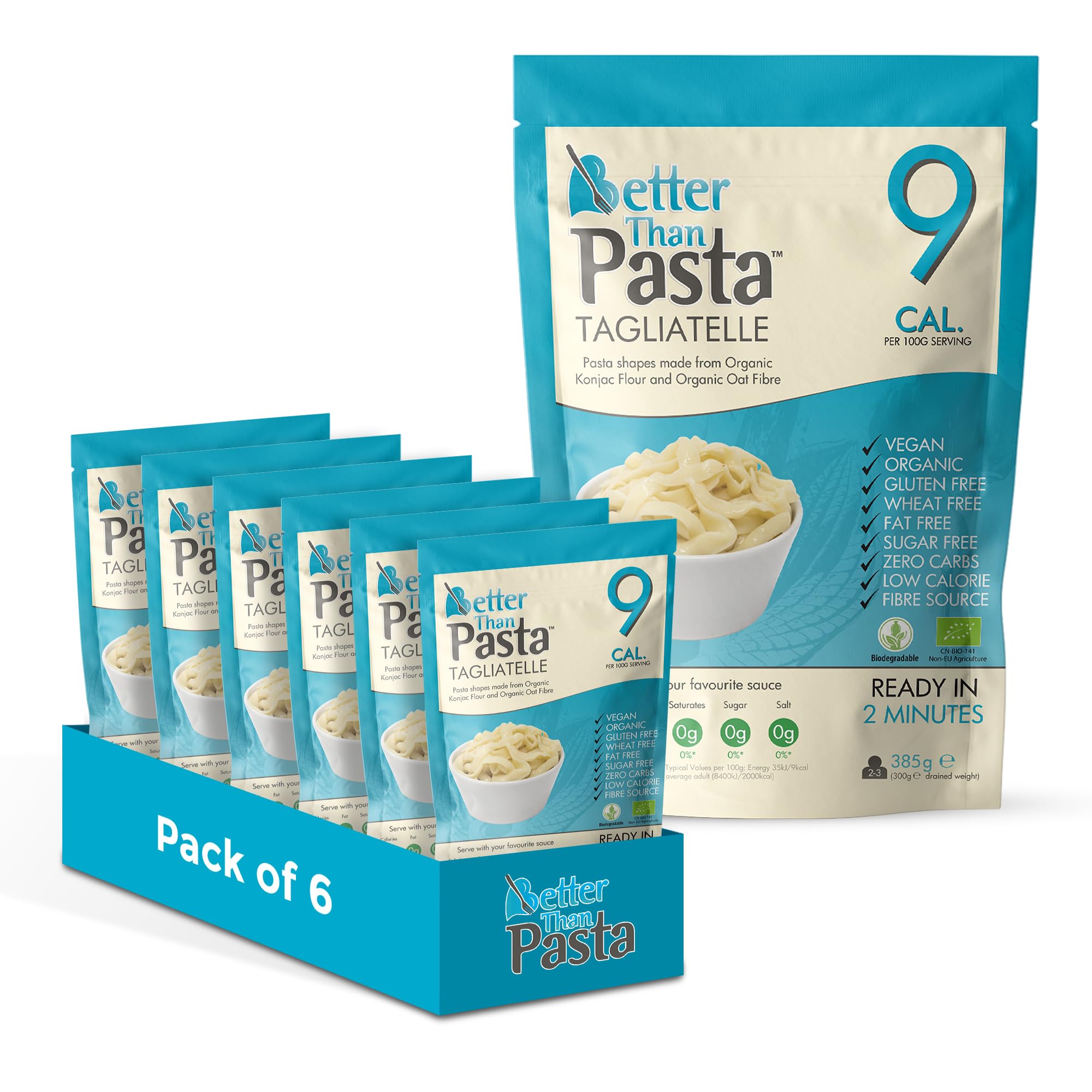 Better Than Pasta Tagliatelle Zero Carbohydrate 385 Grams | Made from Organic Konjac Flour | Keto Paleo Diet and Vegan | Zero Sugar and Low Calorie Food (6)