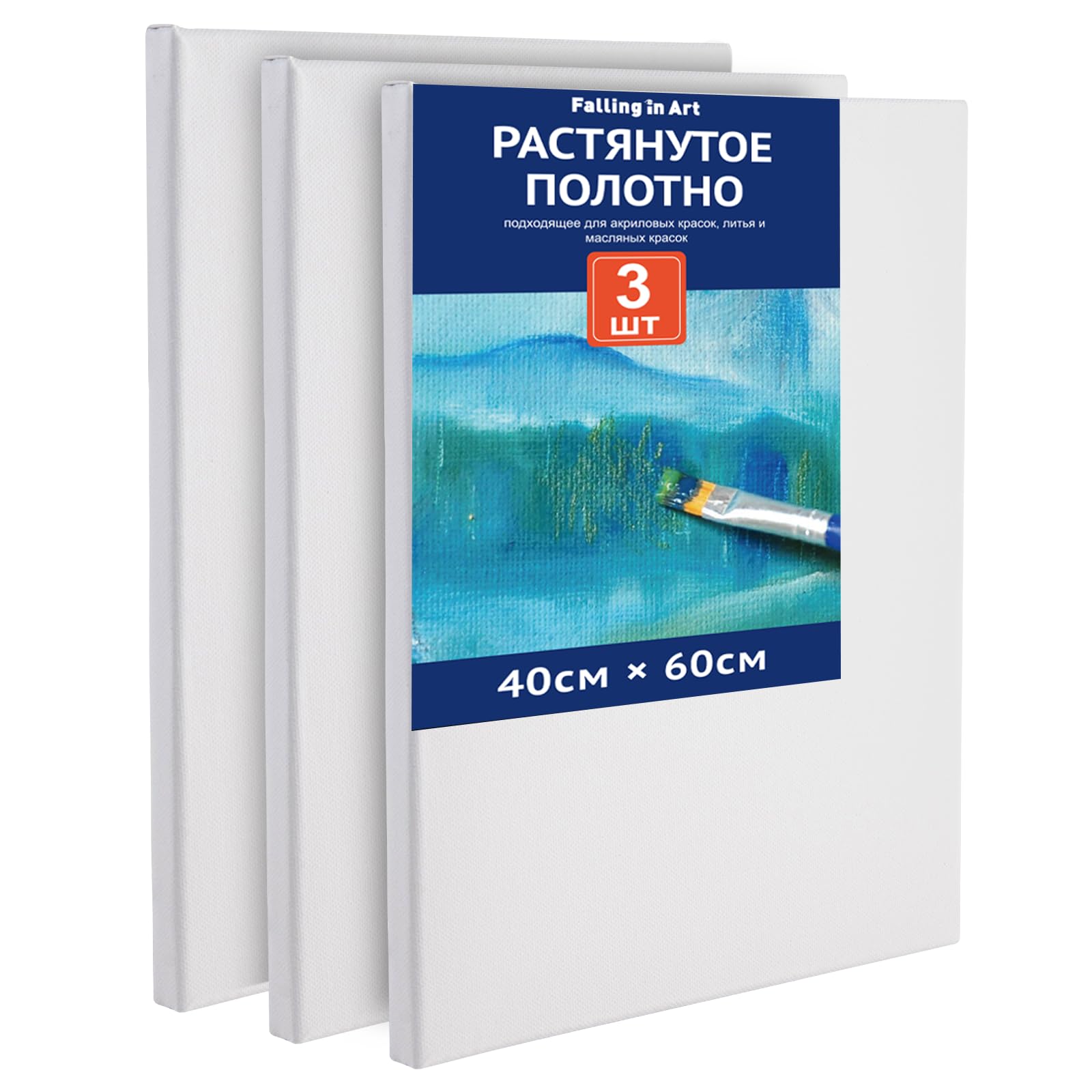 COOZEE Lot de 3 toiles tendues de 40 x 60 cm pour la peinture, pour débutants et artistes, cadre en bois tendu de 280 g/m² pour peinture acrylique, huile et aquarelle