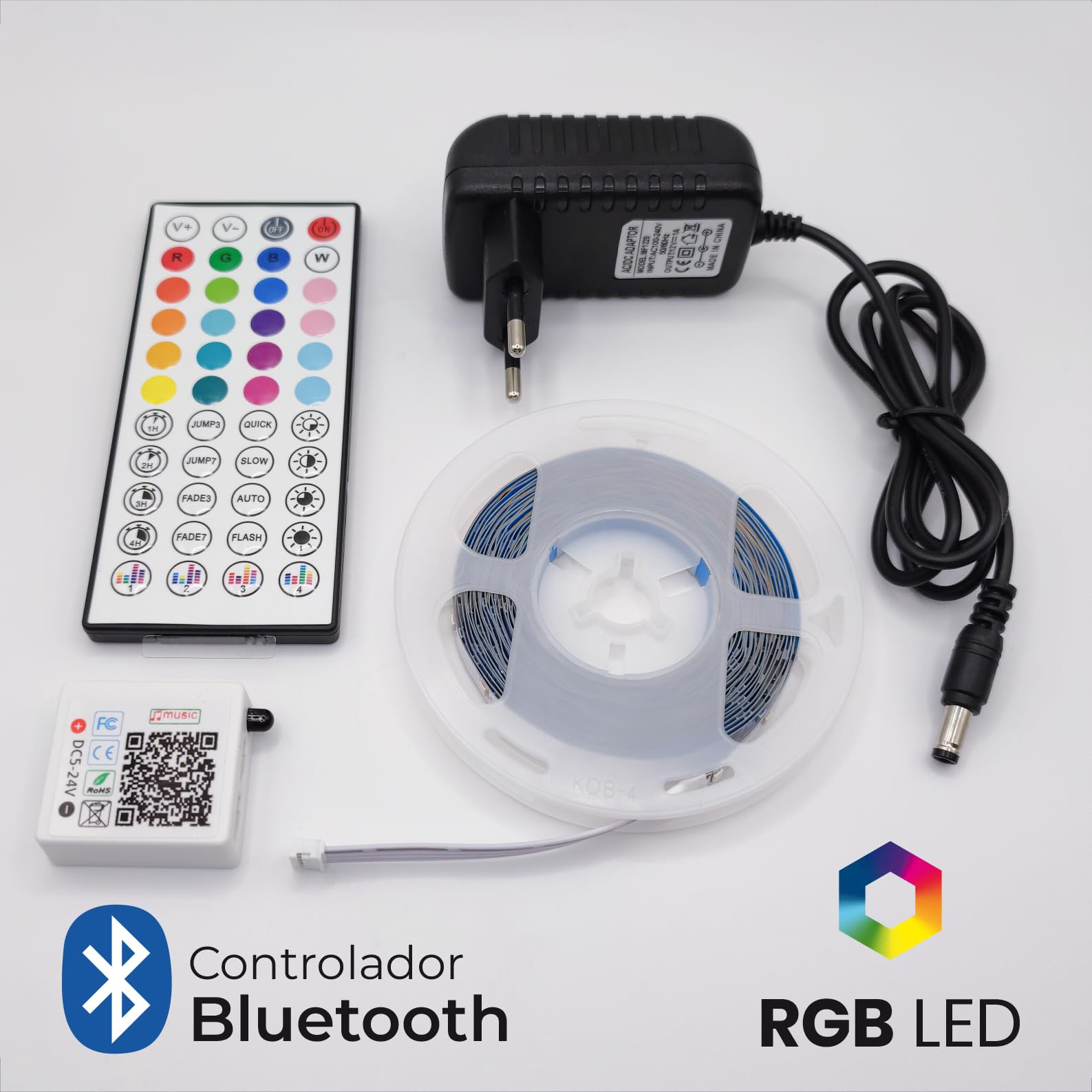 LED ATOMANT 5x Rollo 5m de Tira Luz LED Bluetooth RGB 12V APP y Mando | Sincronizacion musical, Modos dinamicos, 16 millones de colores