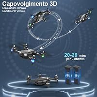 Wipkviey T26 Összecsukható Drón 1080P HD Kamerával - Kezdőknek FPV Élő Képátvitellel, 2 Akkumulátorral és Hordtáskával, Egyérintéses Fel- és 4