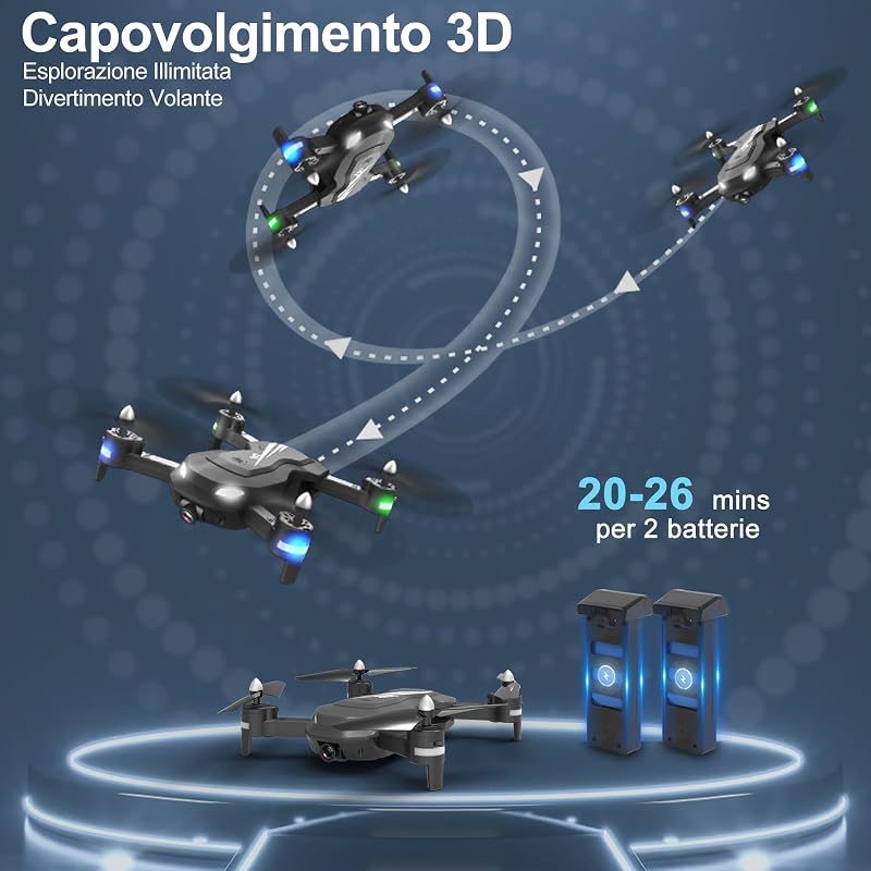 Wipkviey T26 Összecsukható Drón 1080P HD Kamerával - Kezdőknek FPV Élő Képátvitellel, 2 Akkumulátorral és Hordtáskával, Egyérintéses Fel- és