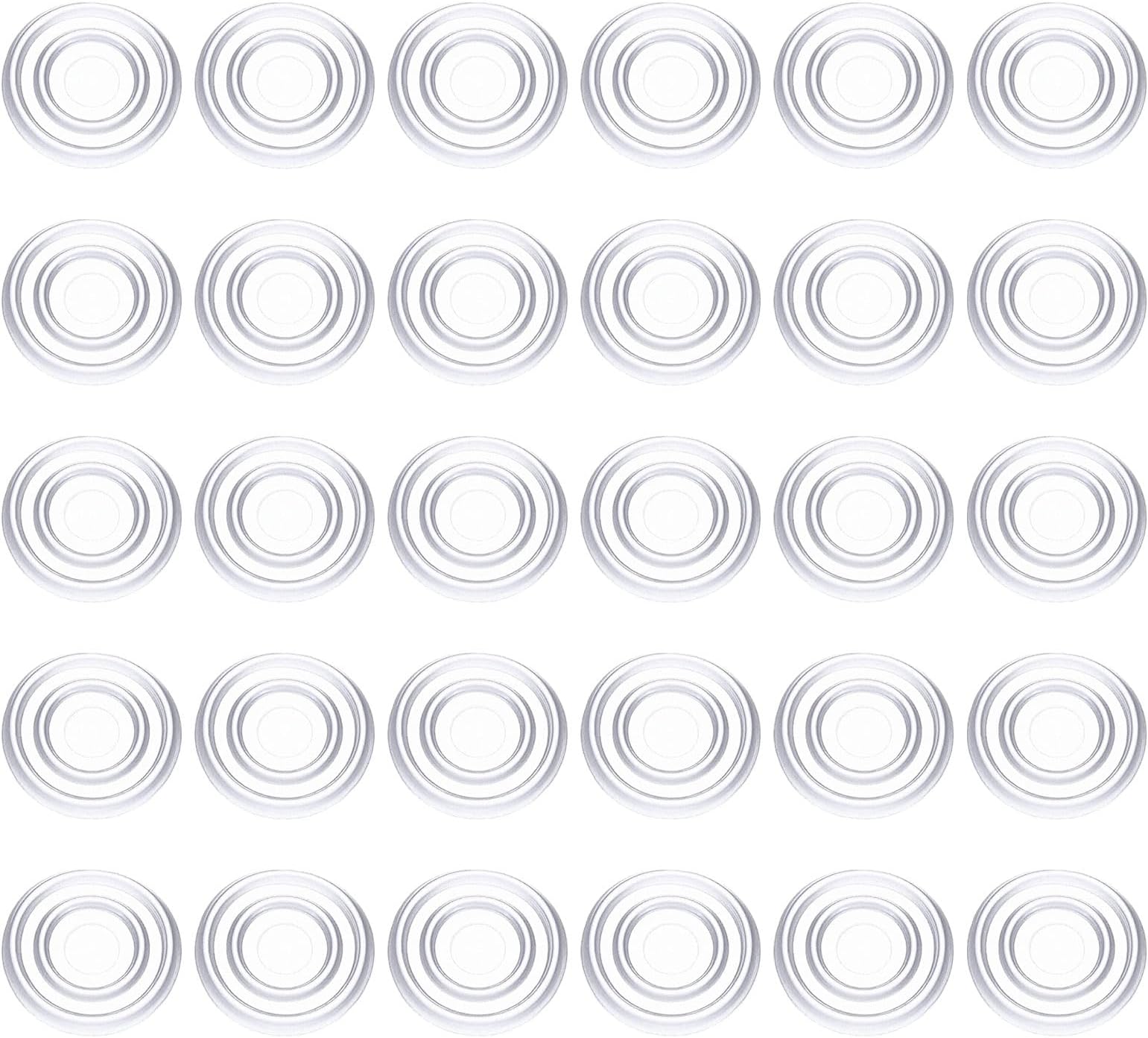 sourcing map 30Pcs Glass Table Top Bumper, 17mm Clear Non-Adhesive Anti Slip Pads Table Spacers Whirl Round Silicone Bumpers for Patio Glass Tables, Cutting Board