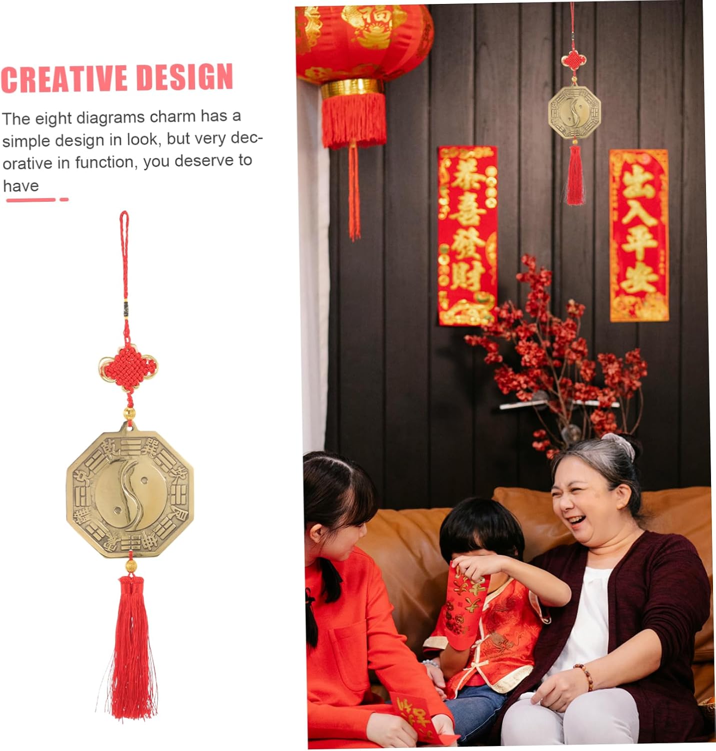 Copper Bagua Hanging Ornament Xmas Mirror Wall Chinese Decor image 3