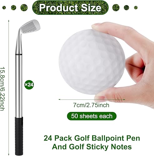 Miniatura 2 de Jspupifip Juego de 48 recuerdos de fiesta de golf, 24 bolígrafos de golf y 24 blocs, notas adhesivas de golf, bolígrafos de palos de golf, recuerdos