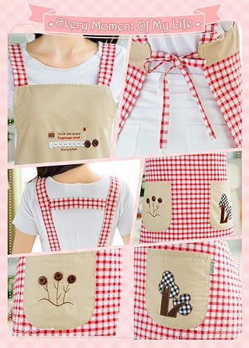 Miniatura 5 de NEWGEM Delantal de chef de algodón con bolsillos para cocina, cocina, hornear, asar a la parrilla, pintura