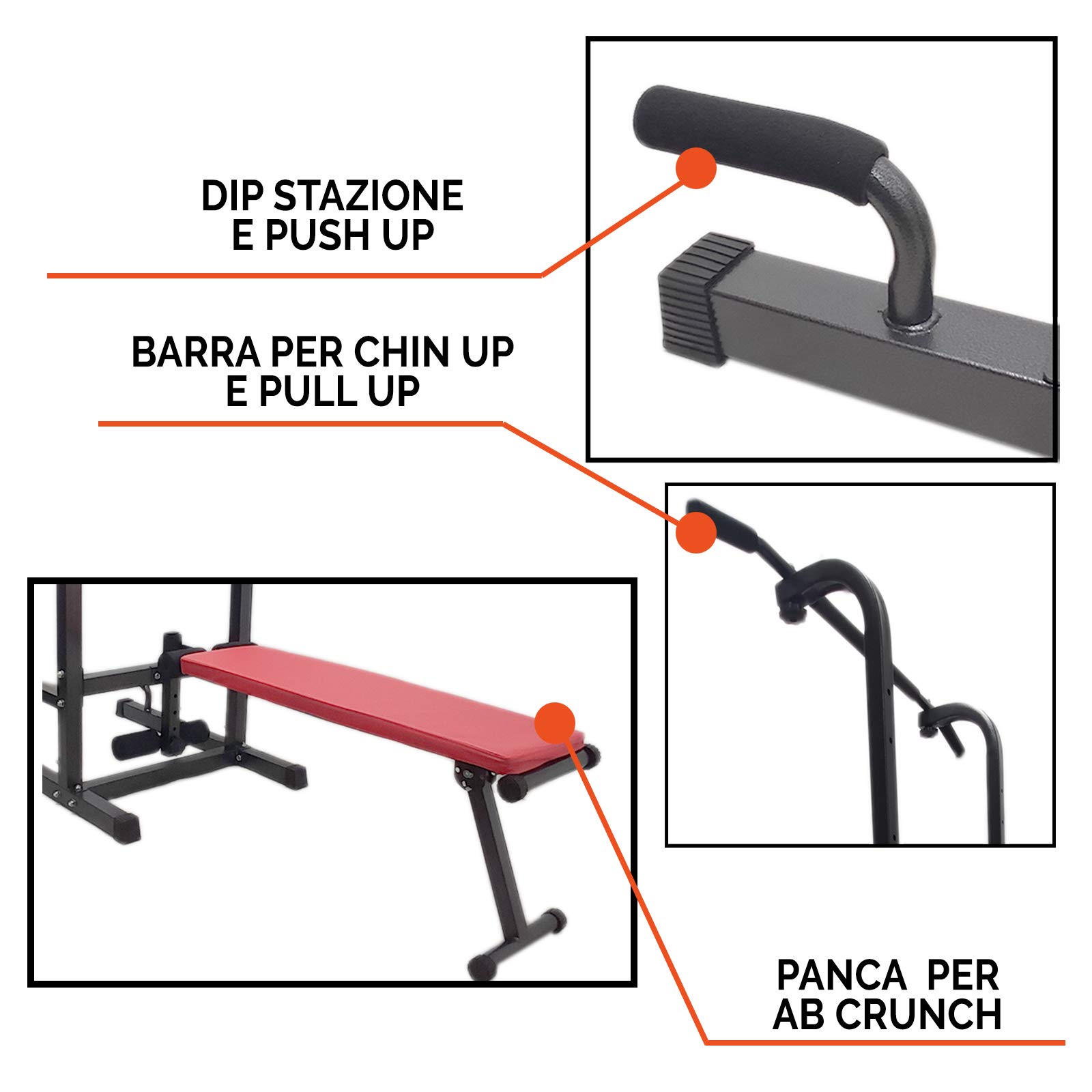 Attrezzatura Multifunzionale Home Fitness Equipment --- Power Tower Dip Bar / Macchina Crunch Compatto Multifunzione Wonder TB Tonic Smart / Total Power Body Crunch Pump Display Computerino Home Fitness Trainer per Addominali pettorali bicipiti Gambe Glut