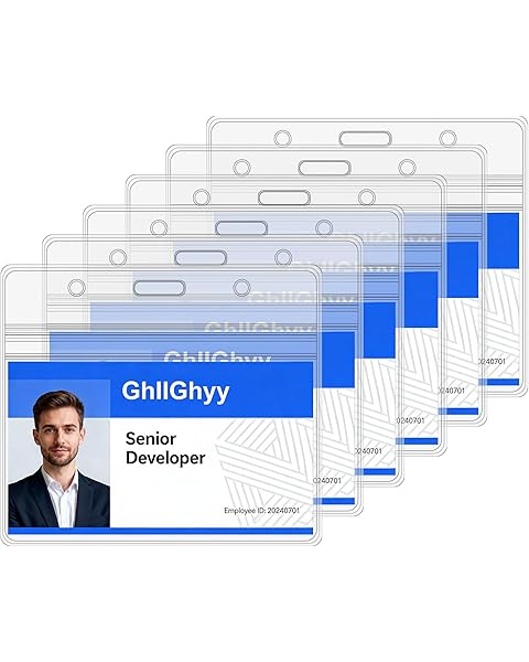 6 Pack Extra Thick Name Badge Holders, Durable & Sealable Waterproof Horizontal ID ...