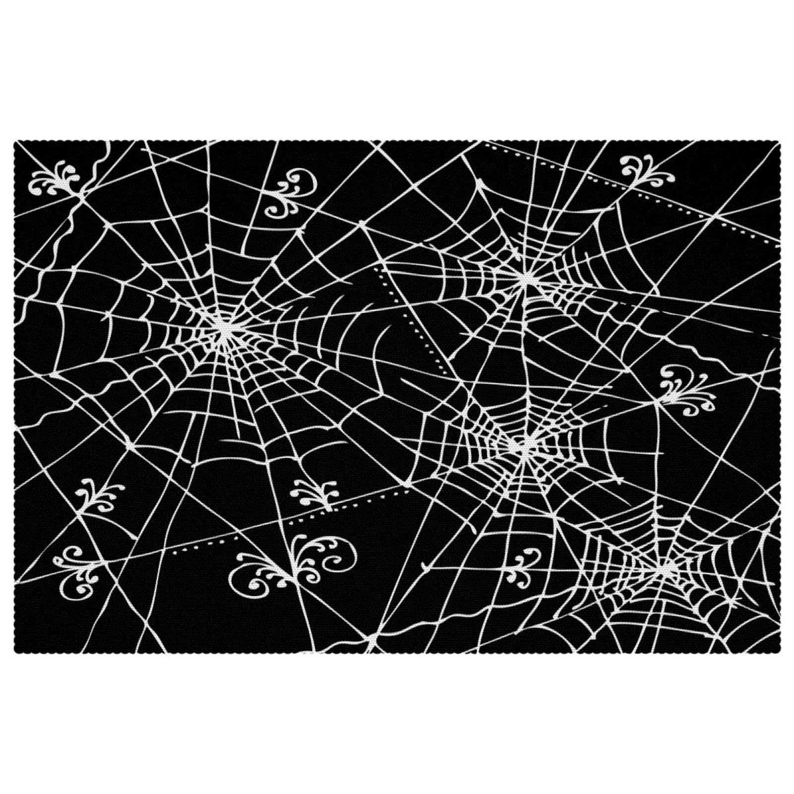 Set de table Halloween toile d'araignée noire blanche 30x45cm lavable
