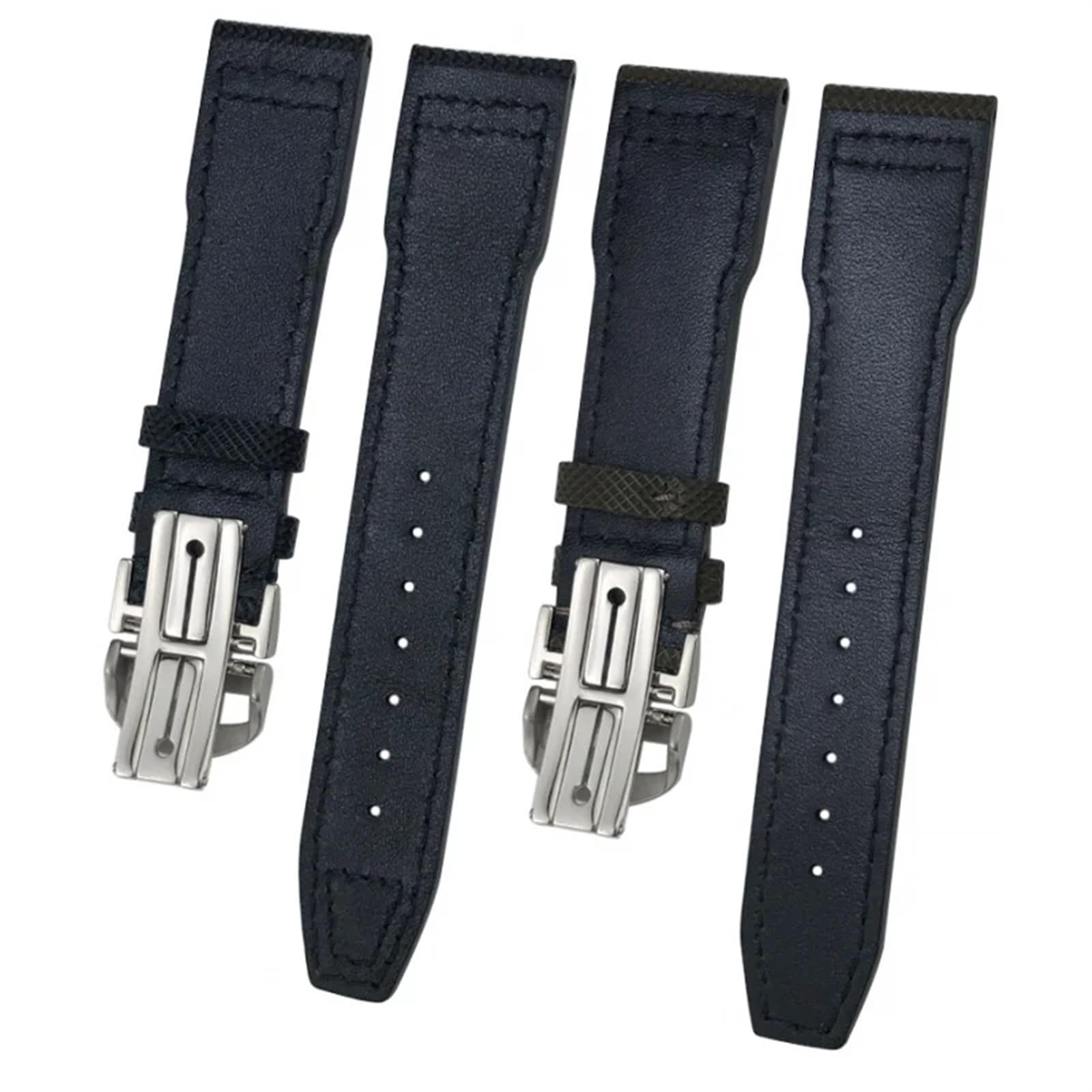 Correa de reloj de cuero genuino de 20mm 21m para relojes de piloto IWC PORTOFINO IW3777 correa de cuero de vaca verde azul negro de nailon