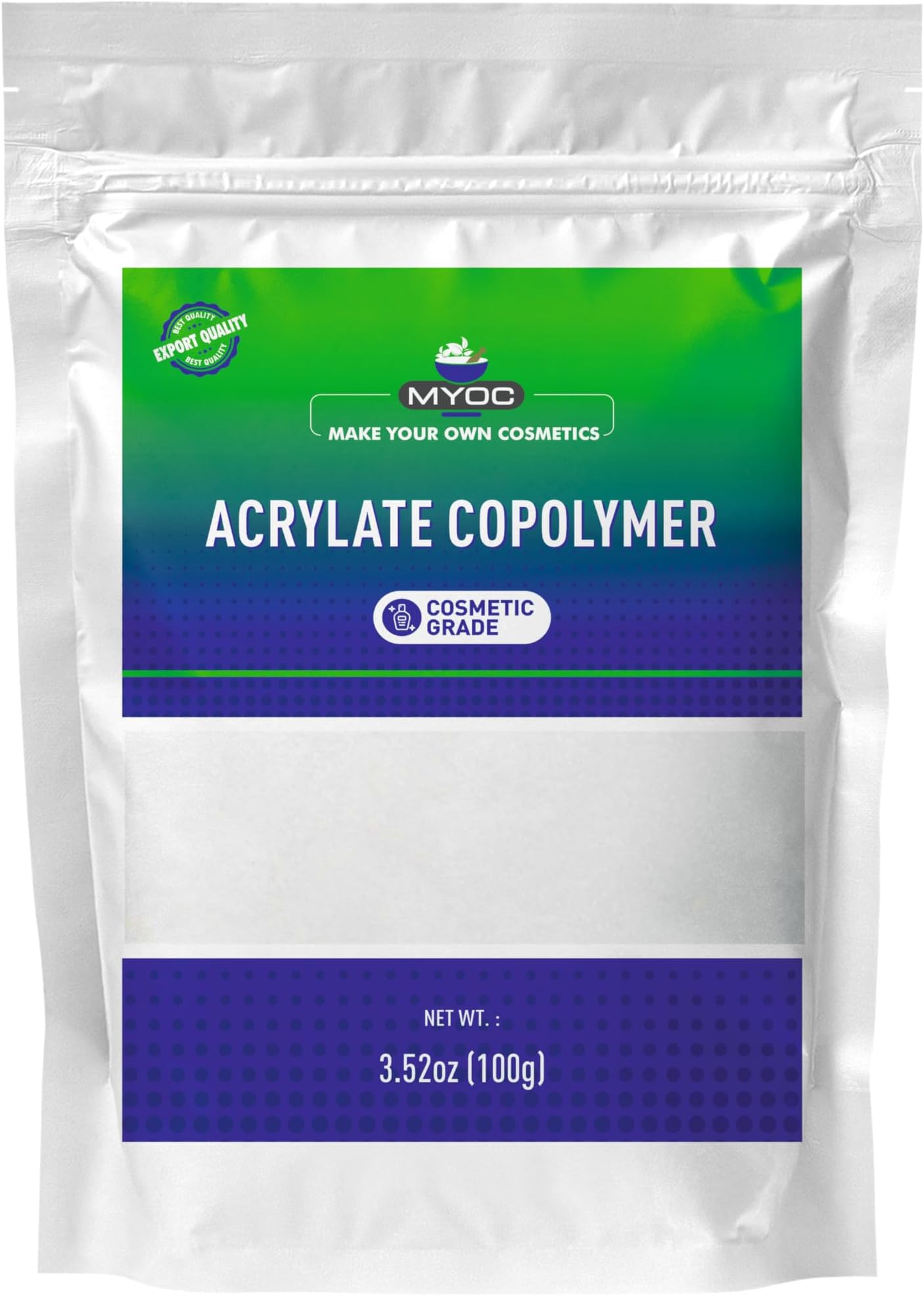MYOC Acrylates Copolymer Powder (100 g / 3.38 oz) - Cosmetic Grade Thickener & Film-Forming Agent for Gels Creams Hair & Skin Formulations