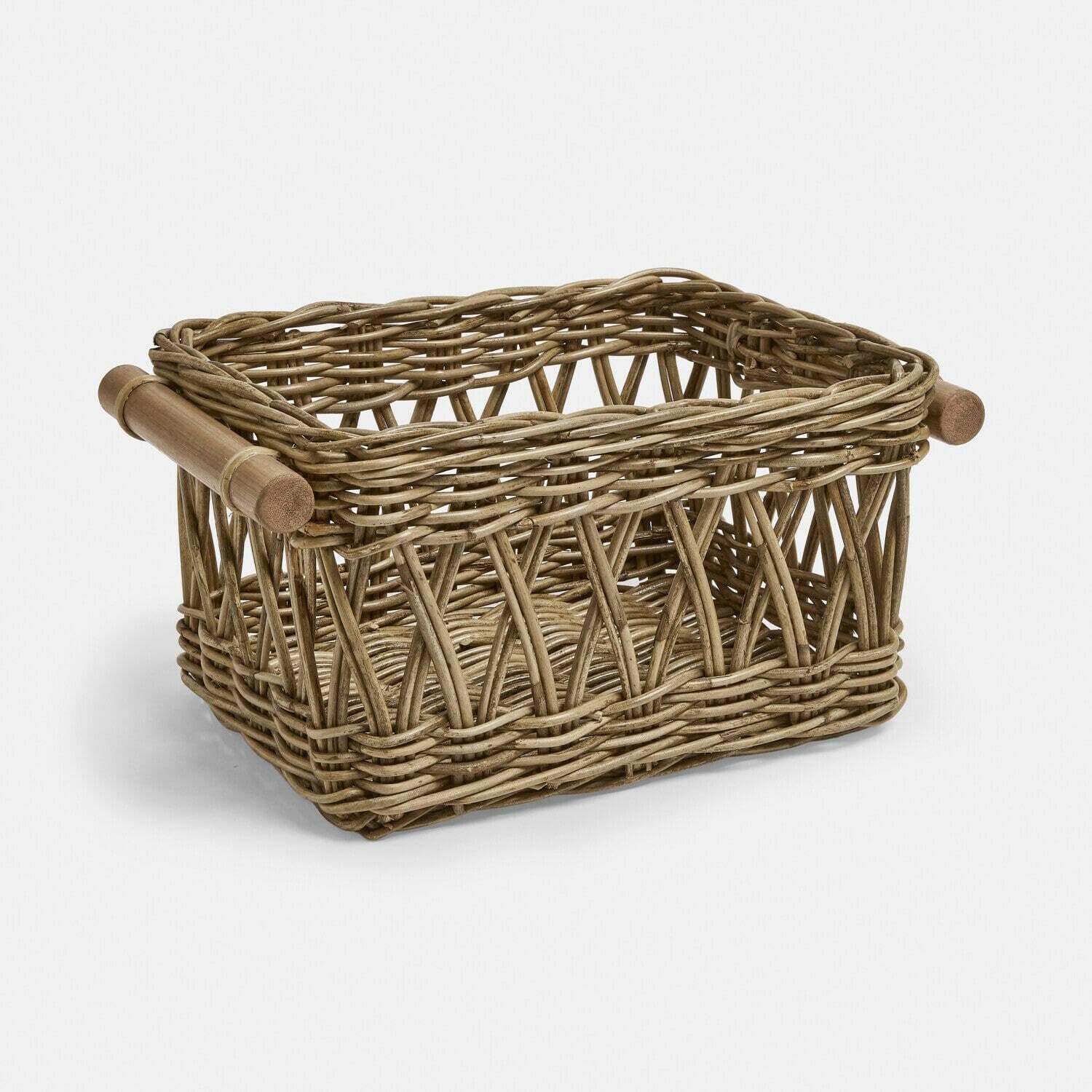 Panier rotin tressé Loberon haut de gamme marron fait pour durer au salon