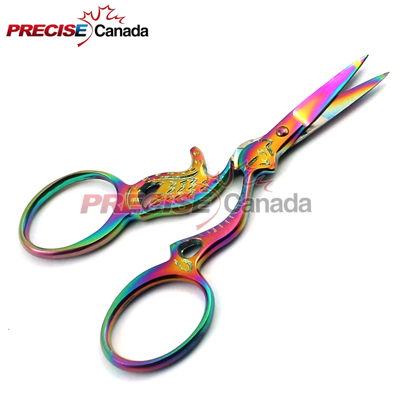 PRECISE CANADA: Set of 2 Multi Titanium Color Rainbow Sewing Craft Embroidery Scissors 3.5