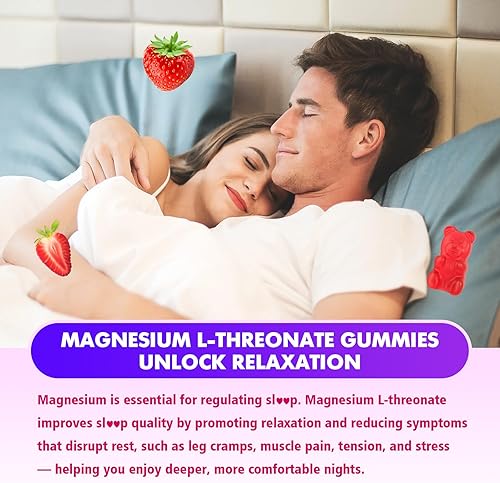 Miniatura 4 de Gomitas de magnesio L-treonato de 1000 mg para niños y adultos, apoyo muscular y sistema nervioso, vegano, sabor fresa sin azúcar, 120 gomitas