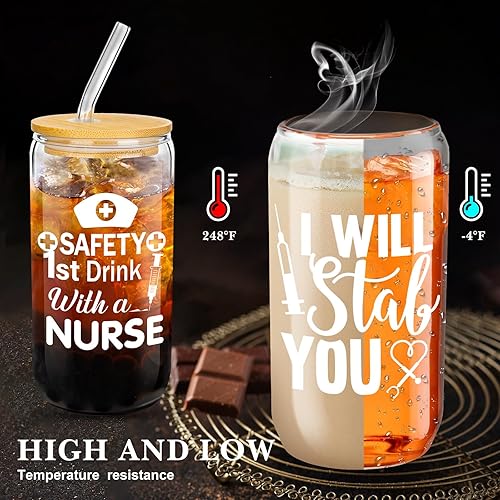 Miniatura 3 de Uiifan 12 vasos de vidrio con forma de lata de 16 onzas para mujeres, con tapas y pajilla, divertidos regalos de agradecimiento para la semana de