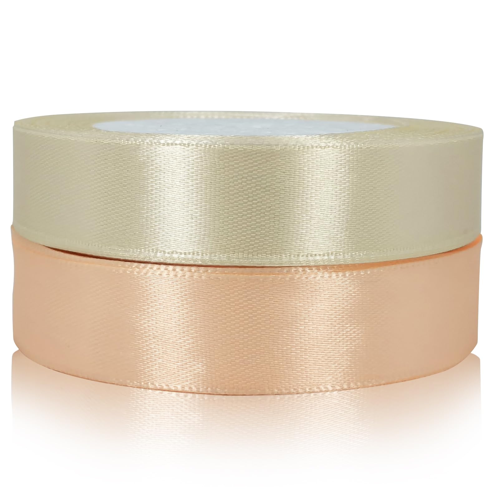 Rose Gold Satin Ribbons for Crafting - 2 Rolls, 22M Each - Gift Wrapping, Hair, Wedding, Car, Balloon, Cake Decoration