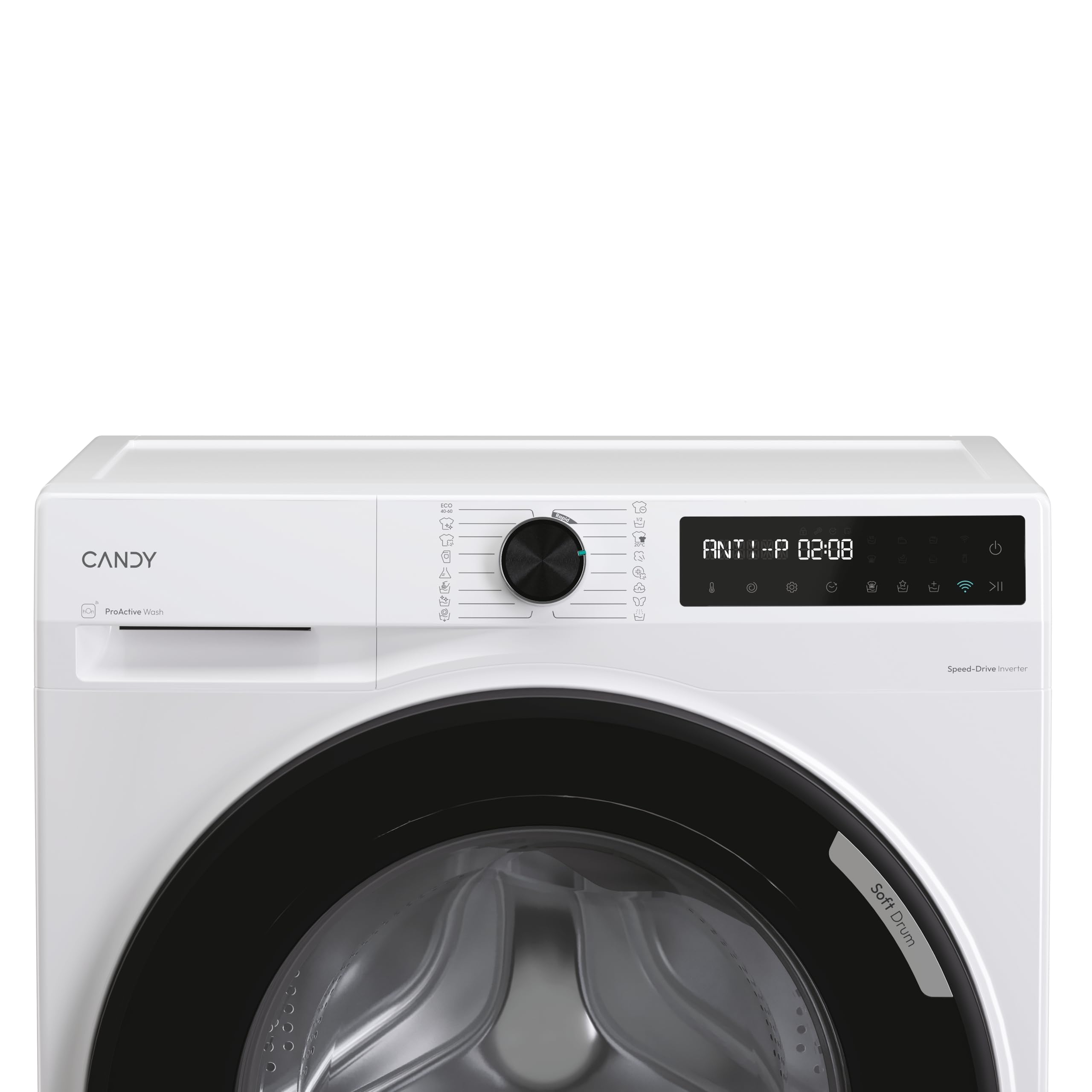 Candy ProWash 500 BR 412BL8-S Machine à laver 12 KG, 1400 tr/min, Affichage numérique, Connectivité WIFI, 16 cycles, Inverter Speed Drive, Départ différé 24H, Verrouillage Enfants, Détecteur de charge