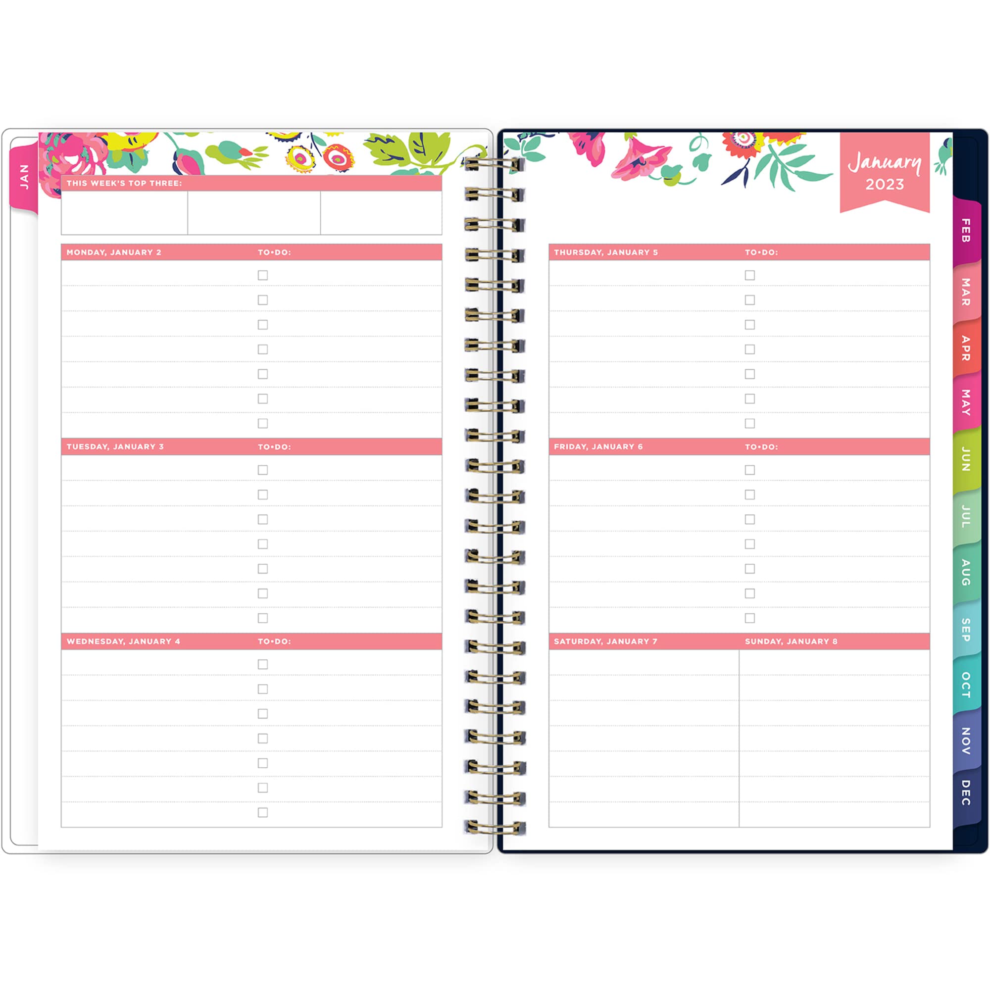 Blue Sky Day Designer for Blue Sky 2023 Weekly and Monthly Planner, 5" x 8", Clear Pocket Cover, Wirebound, Peyton Navy (103620-23) - Image 2