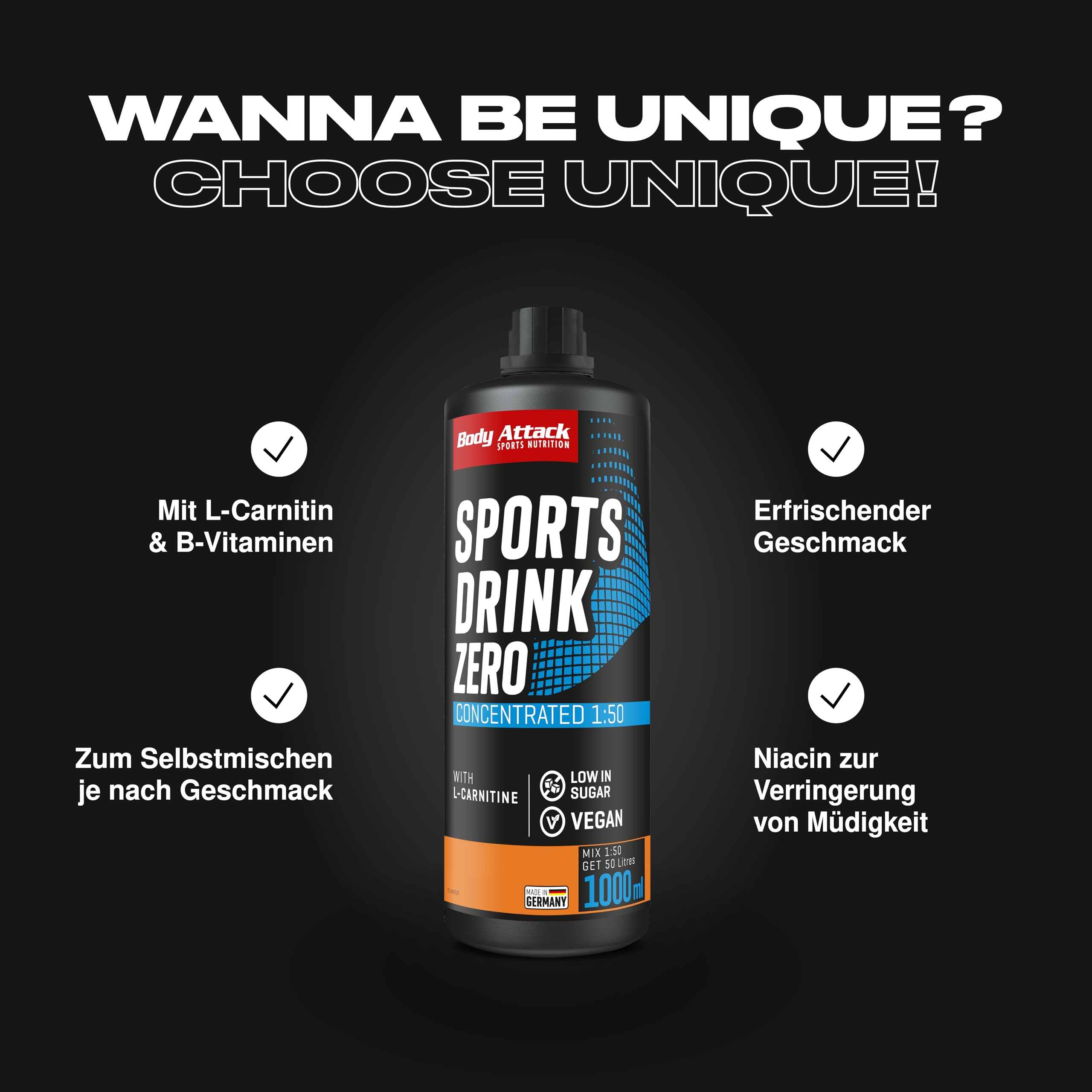 l carnitin body attack Low Carb Sports Drink 66729 Woodruff 1000ml 1000 Bundle:x3 Iso Plus lasting effect
