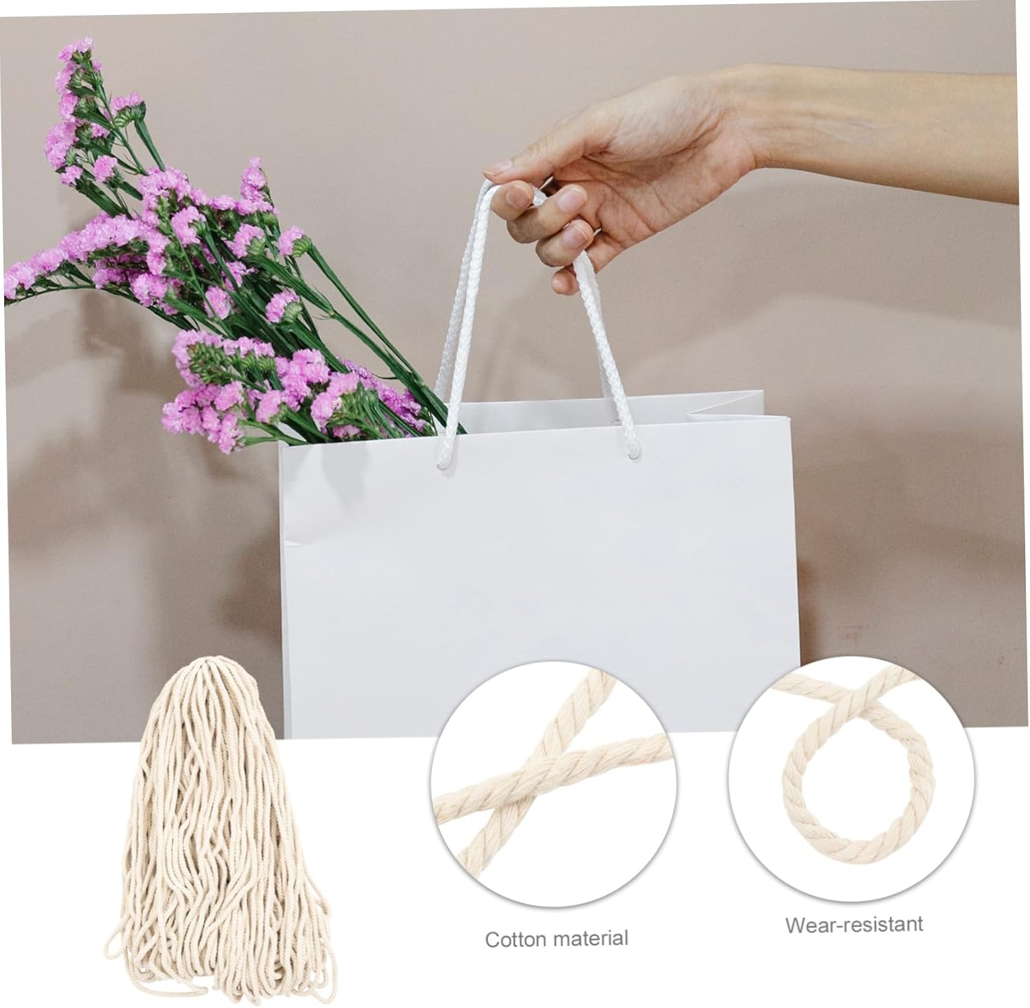 Natural Cotton Rope Hand Woven Macrame Decorative Cord for Crafts