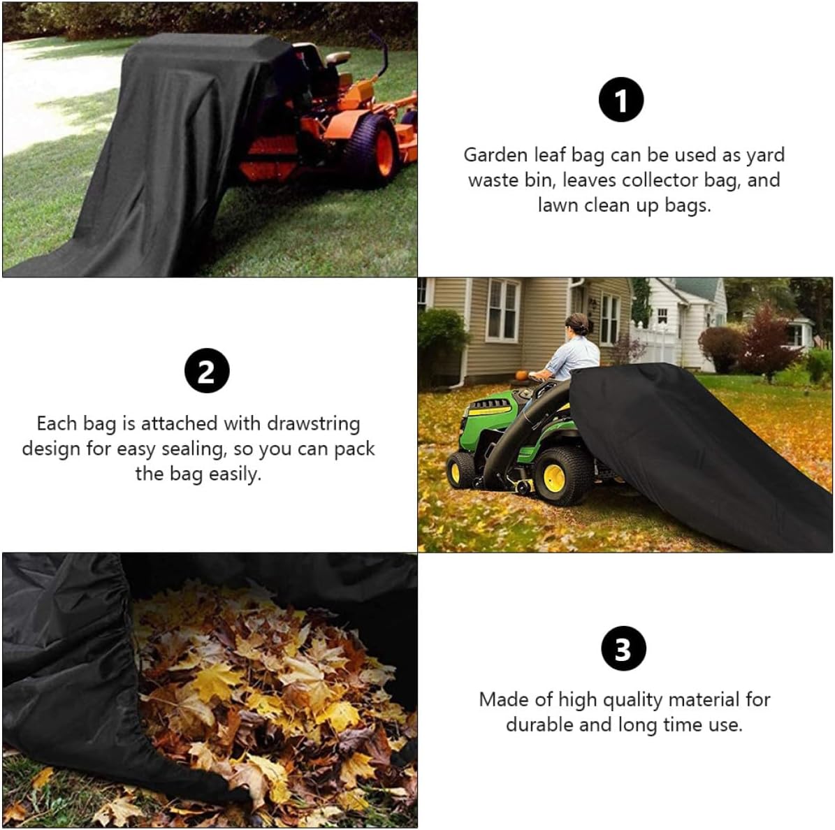 UPKOCH Reusable Lawn Leaf Bag for Yard Waste Collection Heavy-duty Black Gardening Storage Bag for Lawn and Garden Cleanup for Outdoor Use