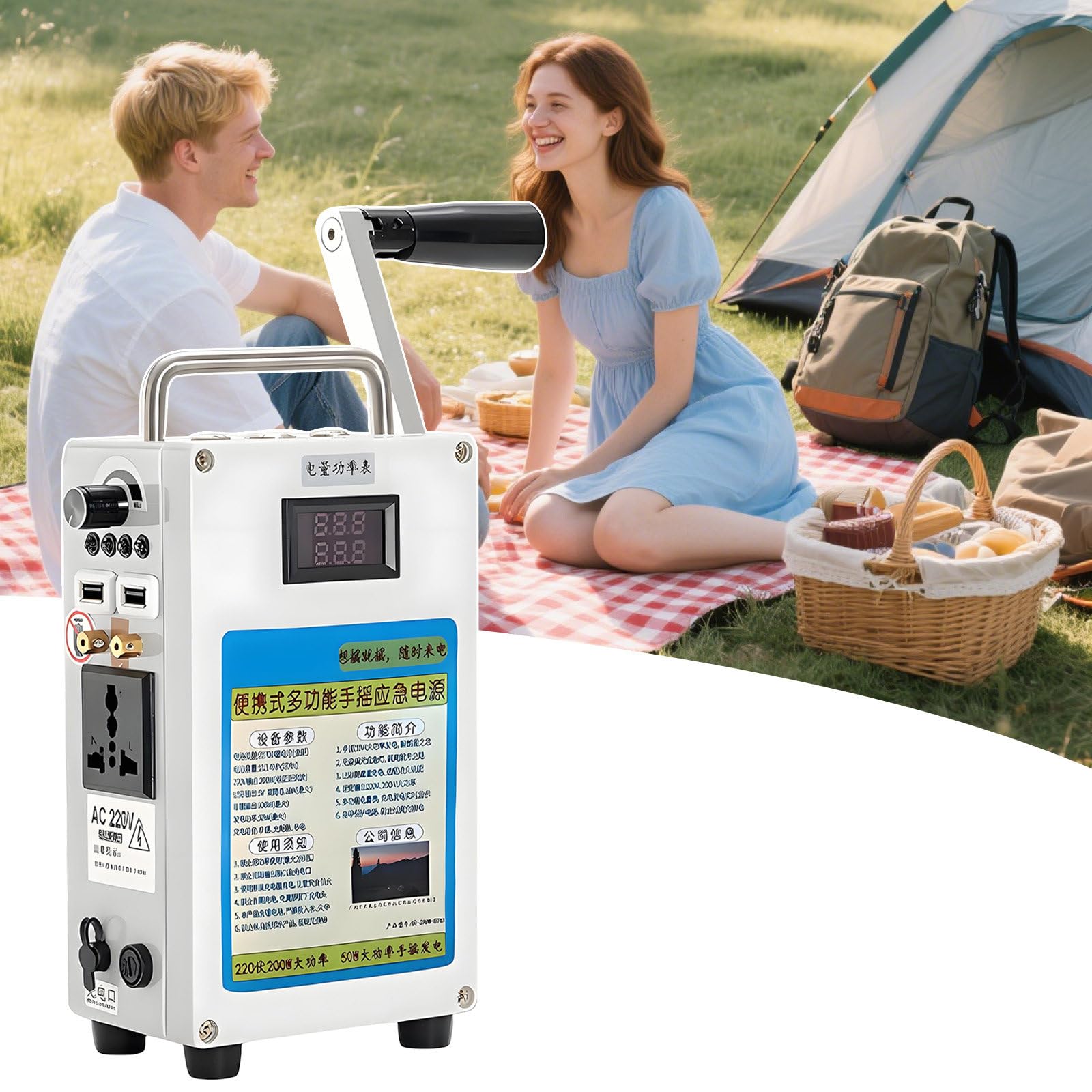 Generateur Electrique Portable 160W, Batterie Portable Camping, Générateur De Manivelle 27000 Mah, Alimentation De Secours, pour Véhicule, Générateur De Charge pour L'extérieur,110V