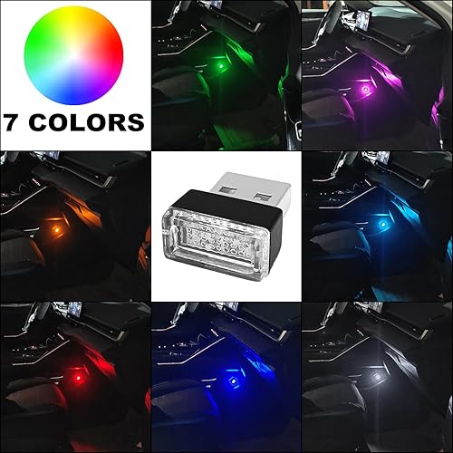 Miniatura 6 de 7 piezas USB LED lámpara de ambiente interior del coche, iluminación ambiental LED nocturna, mini luz LED USB, iluminación de decoración interior,