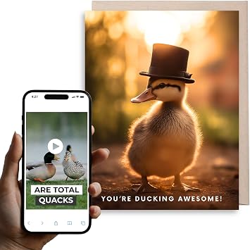 Magic Greetings - Ducking Awesome Everyday Card - Interactive Video Card - Funny Everyday Card for Friends, Girlfriend, Boyfriend, Wife, Husband - Easy QR Activation No App Needed - Made in the USA