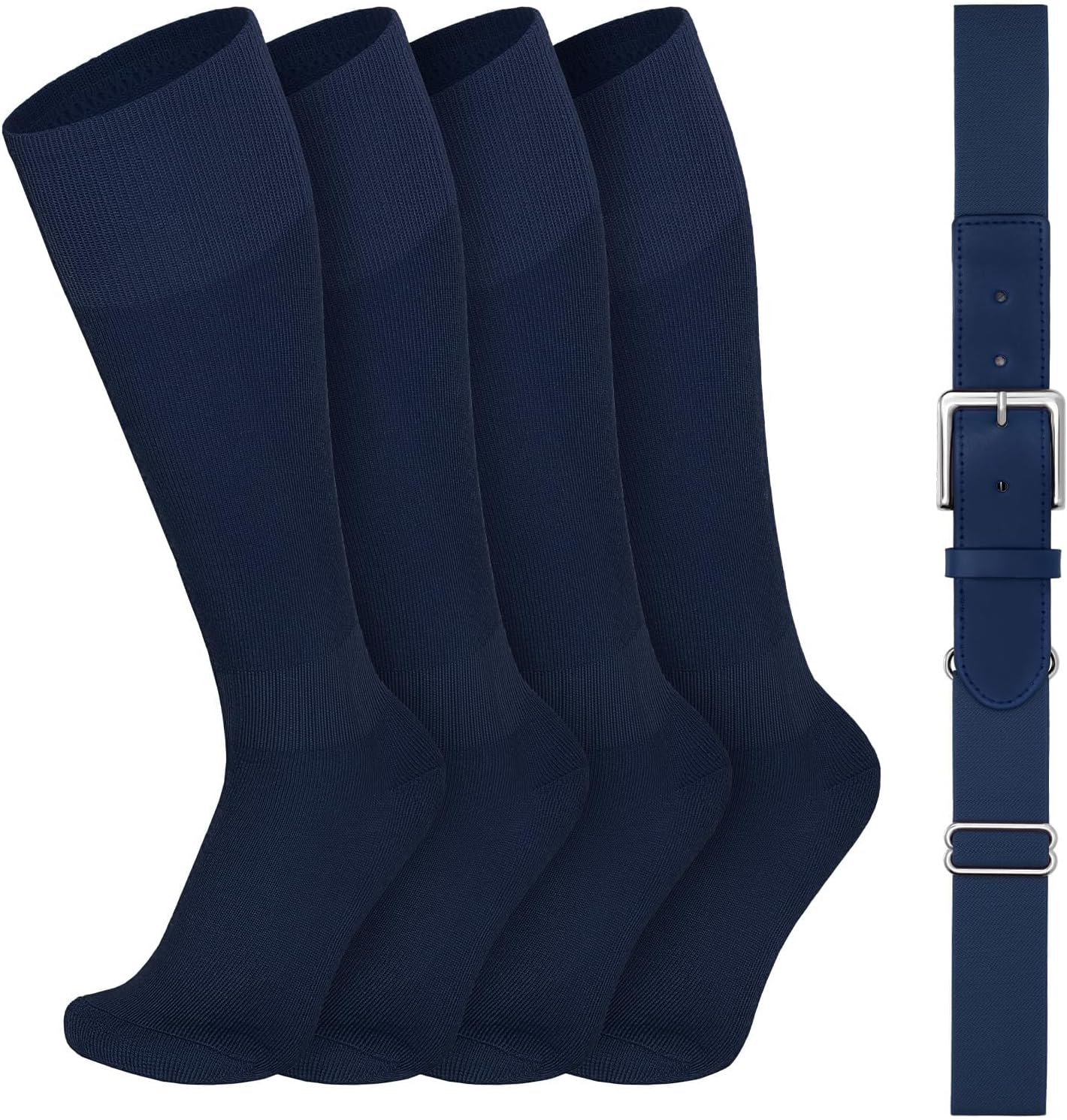 VONMELLI Youth Baseball Belt and Socks Combo, Elastic Softball Belts and Socks for Boys and Adult (2 Pairs of Socks & 1 Belt)