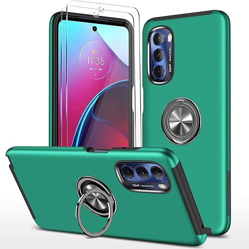 AKINIK Funda para Moto G Stylus 5G 2022 con película nano a prueba de explosiones, paquete de 2, funda invisible de grado militar (verde)