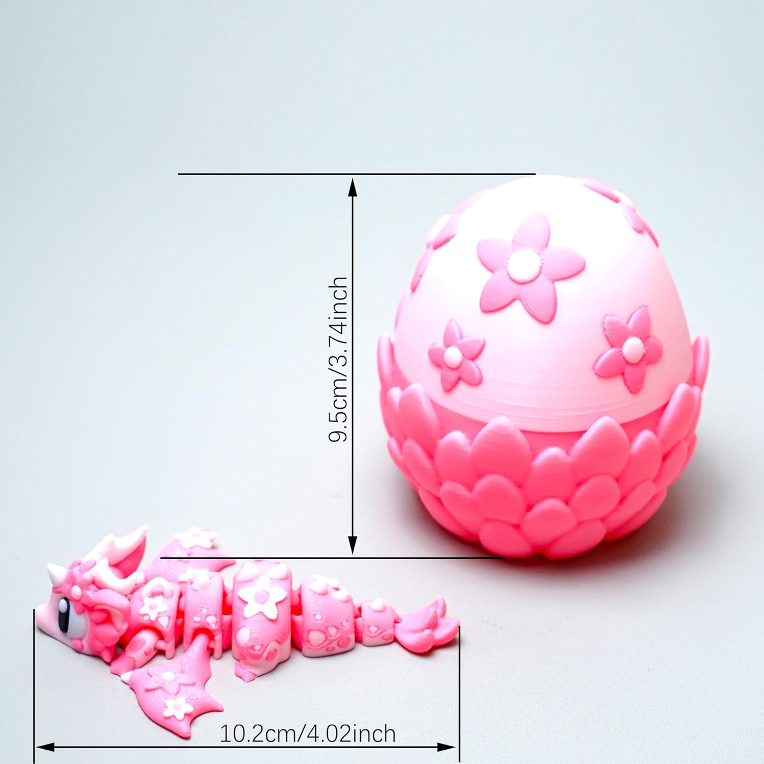 Colourful 3D Printed Dragon Egg,Little Dragon Inside Egg,Flexible Realistic Articulated Animal Fidget Toys,Mystery Figurines Gifts,Executive Desk Décor and Festival Collectible (Sakura) - Image 2