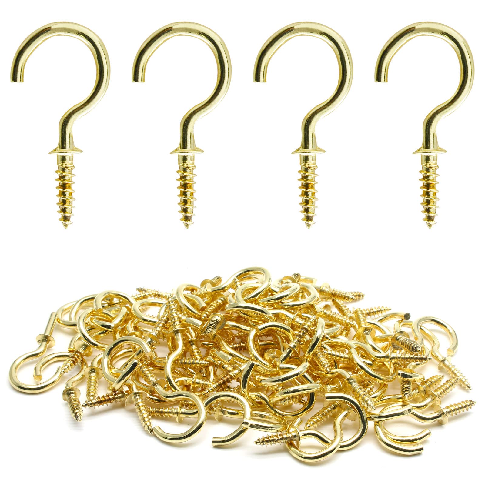 Biaungdo 3/4" Ceiling Cup Hooks, Gold, 100 Pcs