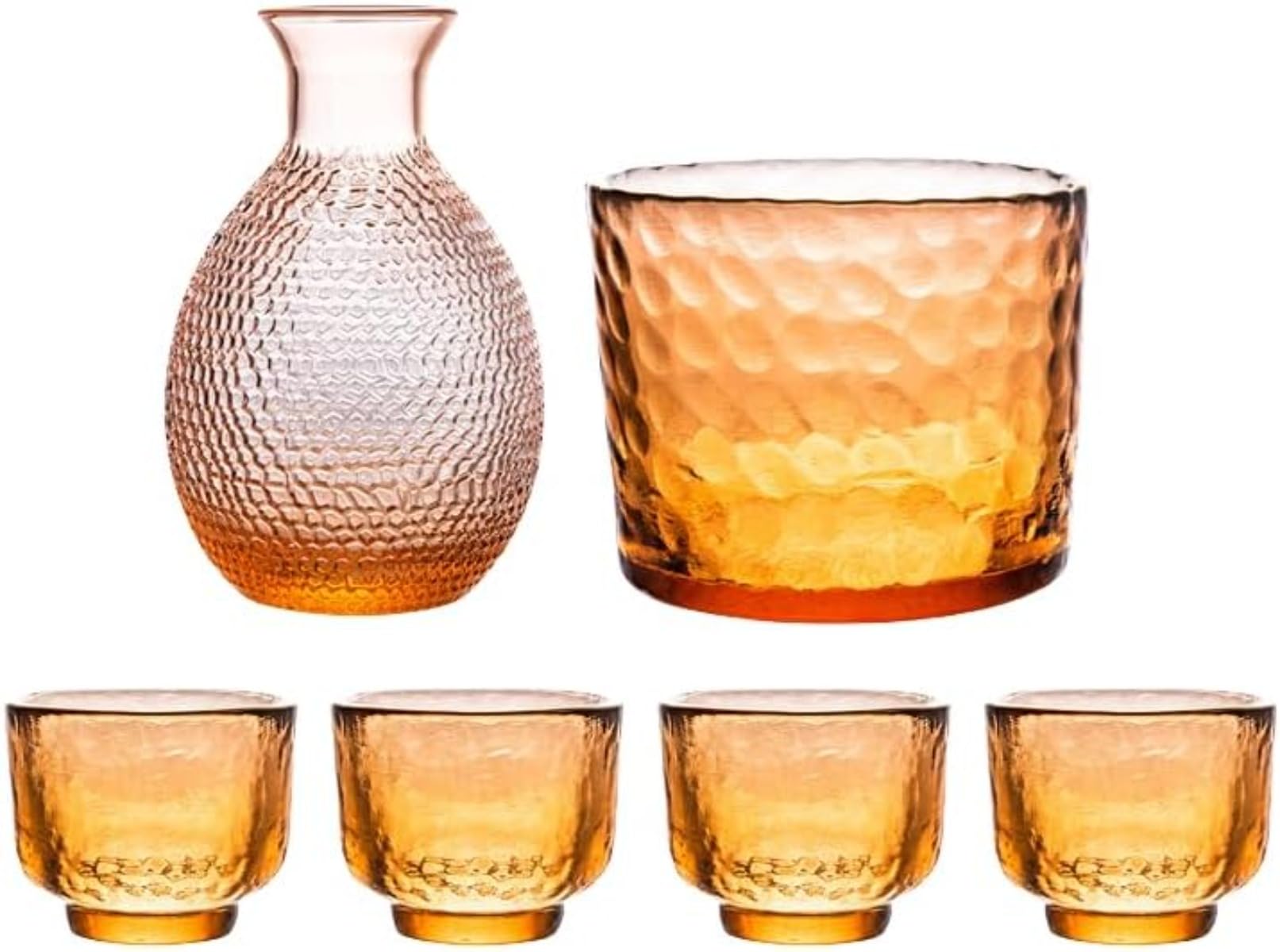 Ambety Glass Sake Set Tokkuri Decanter & Cups Lead-Free Crystal Cold Hot