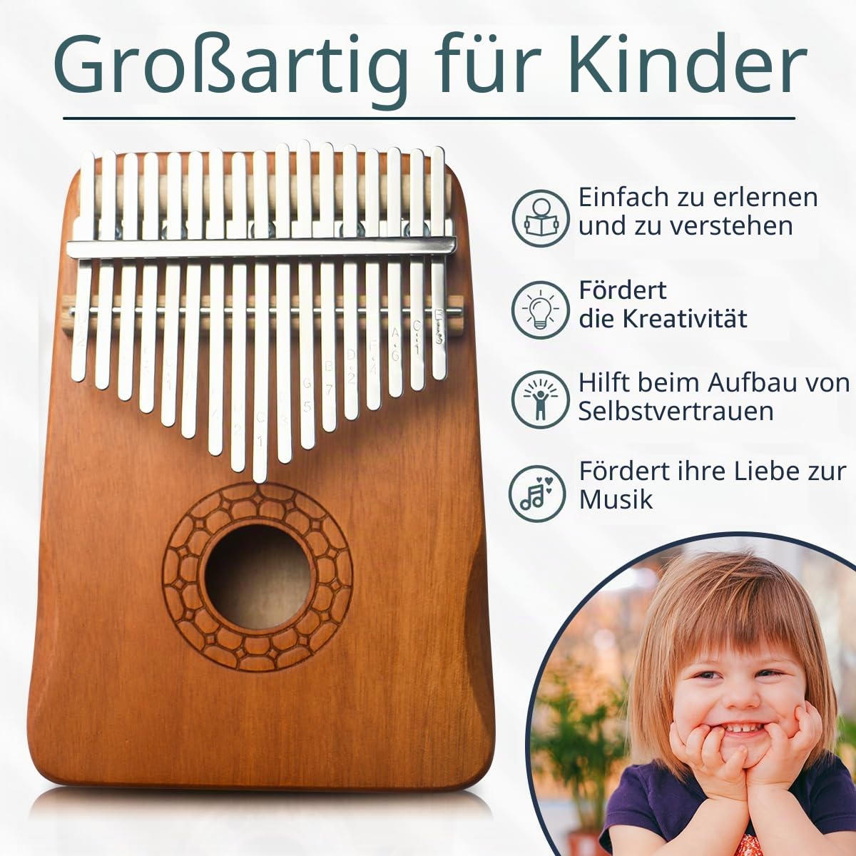 Kalimba Daumenklavier, Stylophon-Instrument, hochwertig, leicht und langlebig, Mahagoni, Musikgeschenke für Kinder und Erwachsene