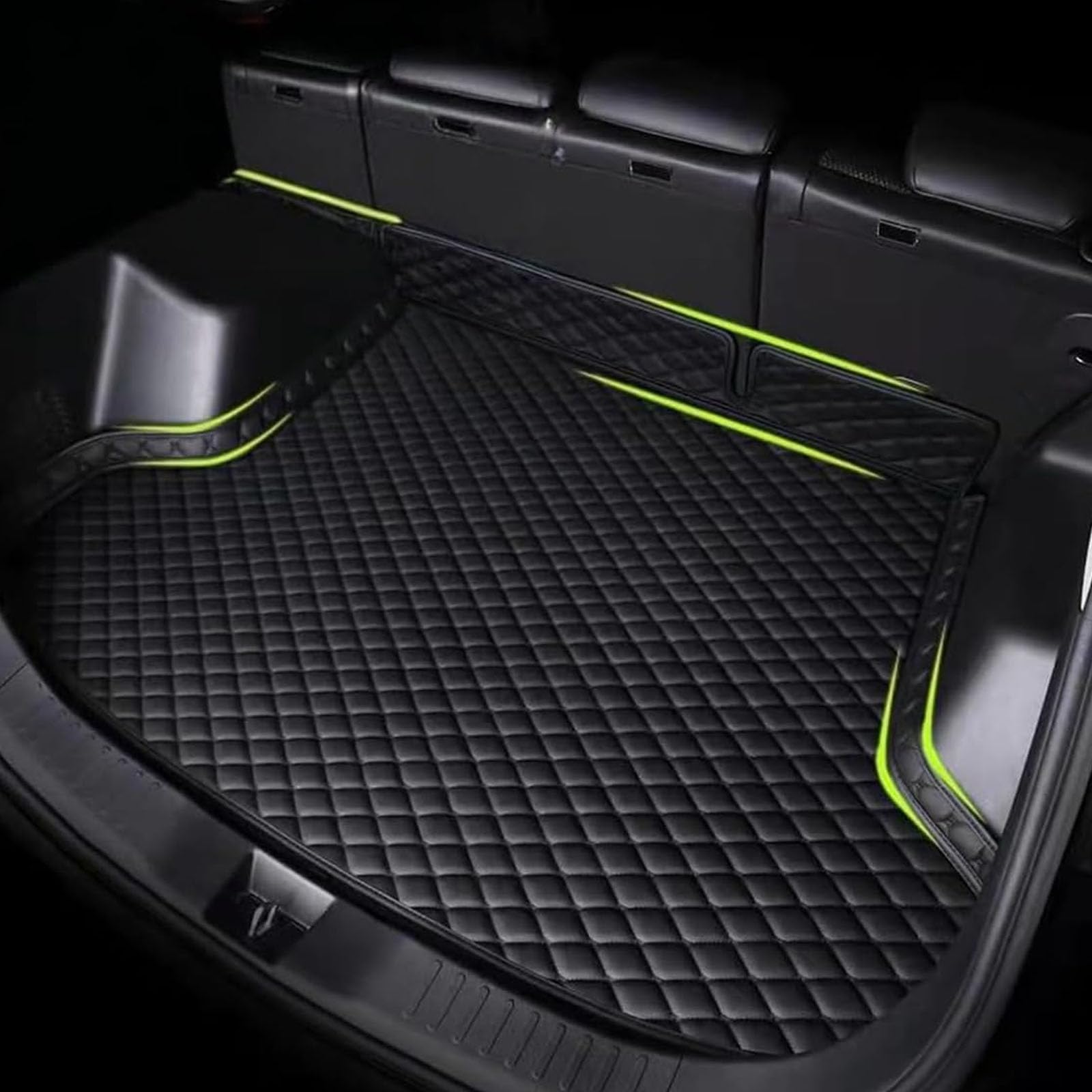 Leather Car Boot Mat for Hyundai Kona SX2 EV Electric 2024 2025, Car Leather Trunk Mat Boot Liner Mat Boot Liner Tailored Cover Anti-Slip Carpets Interior