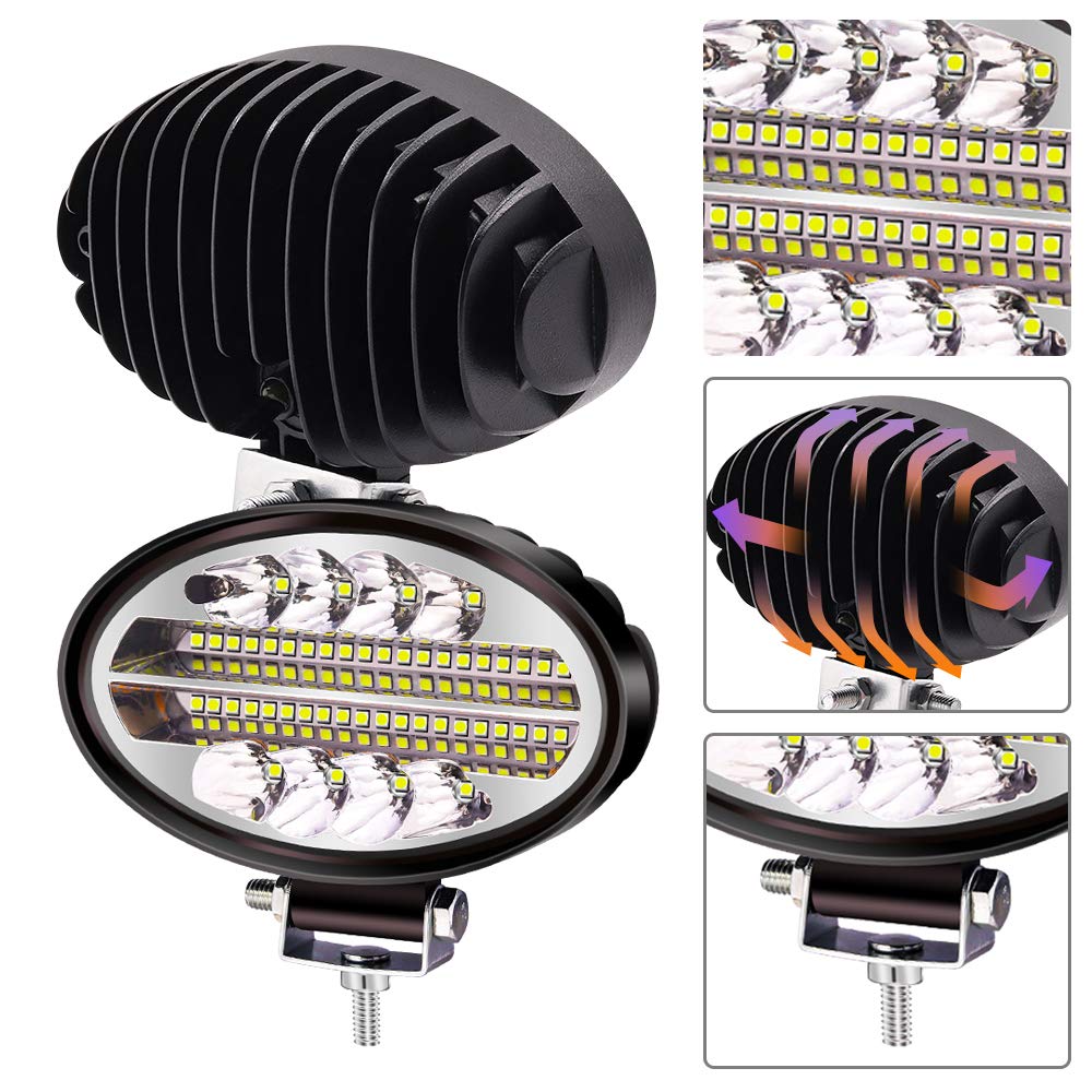 Lot De 2 Feux De Travail LED 99W Phare Rond 4.4 Pouces - 12/24V IP67 - Pour Tout-Terrain, Camions, Voitures
