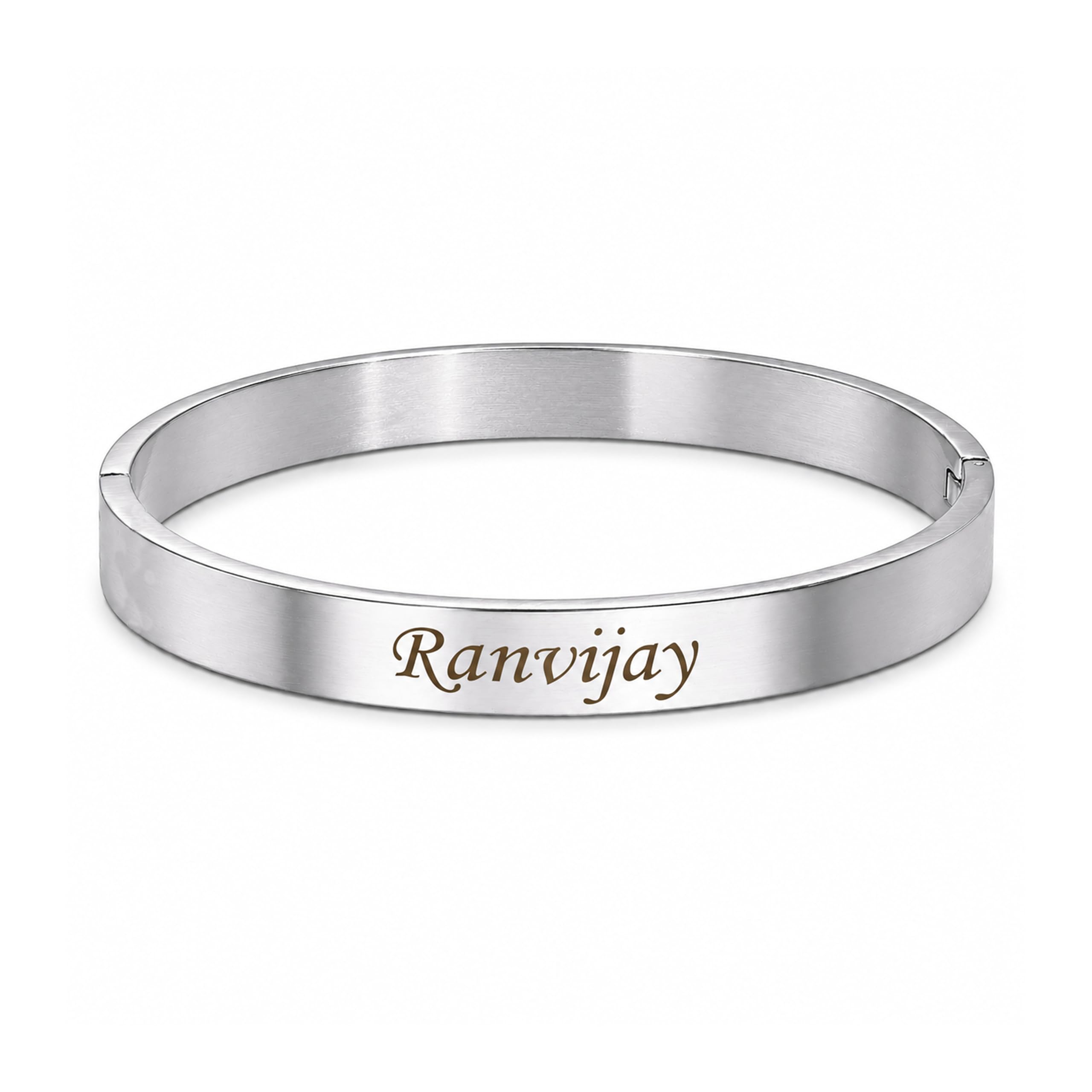 Personalized Stainless Steel Lock Kada/Braclet With Your Name Or Small Positive Inspirational Quote Or Message Engraved | Ideal Gift For All Occasions.-image-42