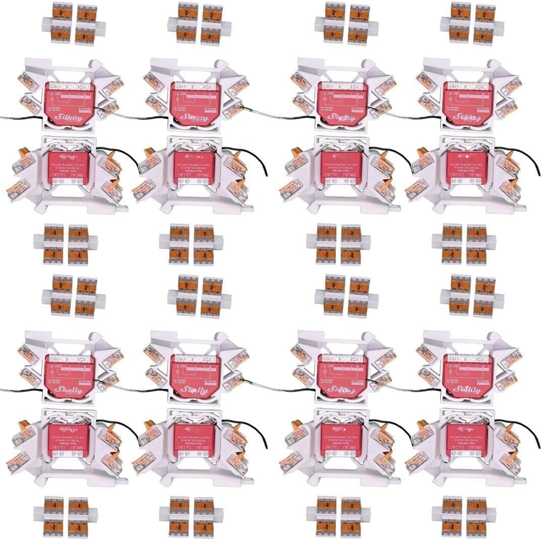 Printtastisch White Shelly Din Rail Holder For 11 Shelly Relays: Plus 1, 1 Mini Gen3, Plus 1Pm, 1Pm Mini Gen3, Plus 2Pm, 2.5, Rgbw 2, Pm, Em, Plus I4, Plus I4 Dc, Dimmer 2, Din Rail, Electrical Installation