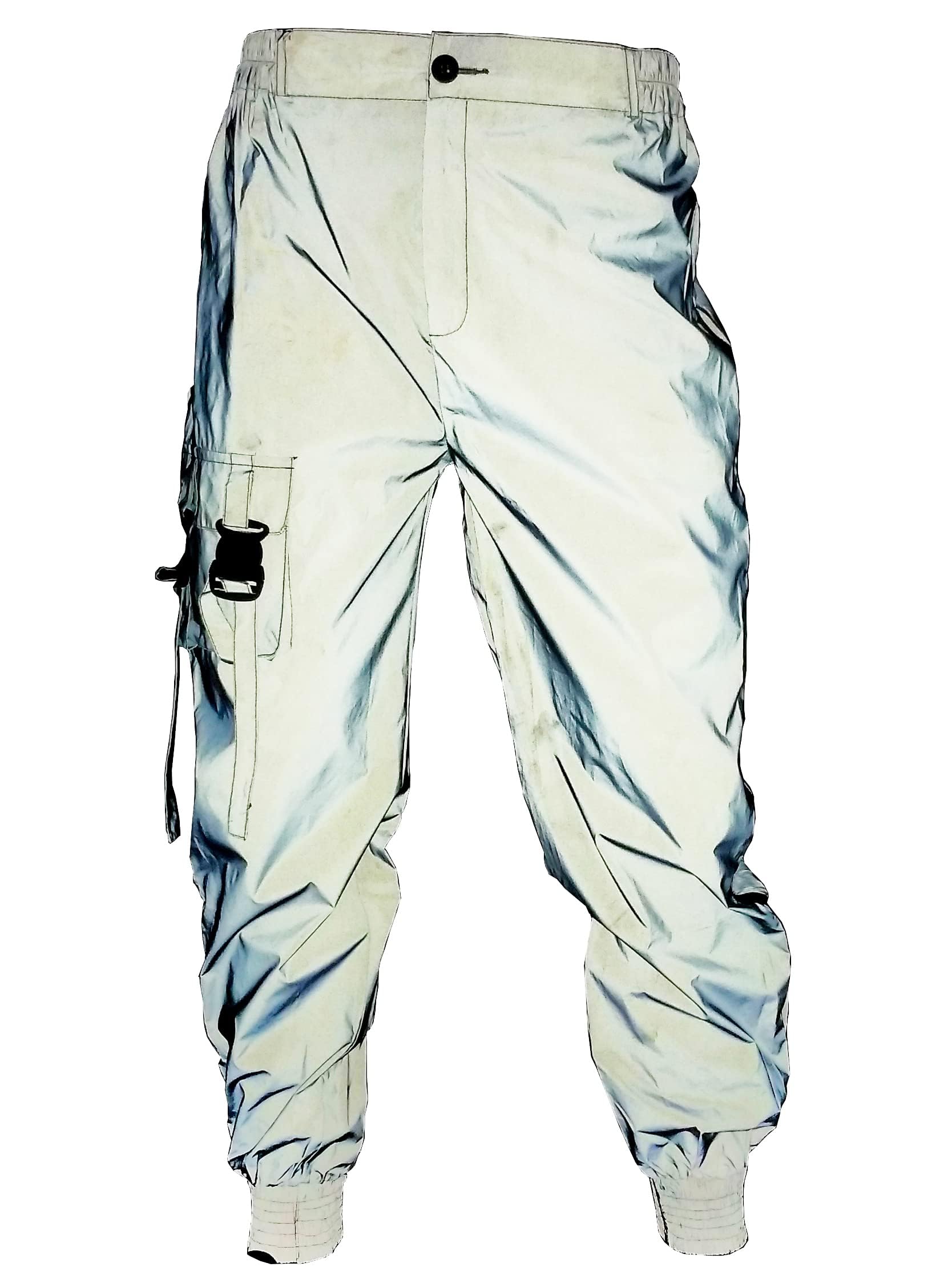 NewL Pantaloni riflettenti da uomo con cerniera laterale traspirante ad alta visibilità pantaloni olografici rave