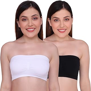 GLAMROOT Women's Strapless Seamless Padded Bandeau Tube Top Bra