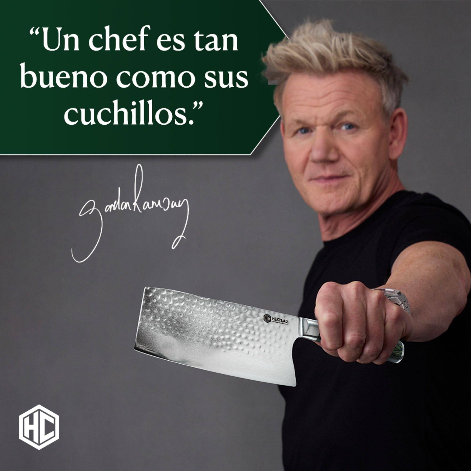 HexClad Cuchillo carnicero de 18 cm, hoja de acero inoxidable japonés de Damasco, construcción Full Tang, mango de madera de Pakka